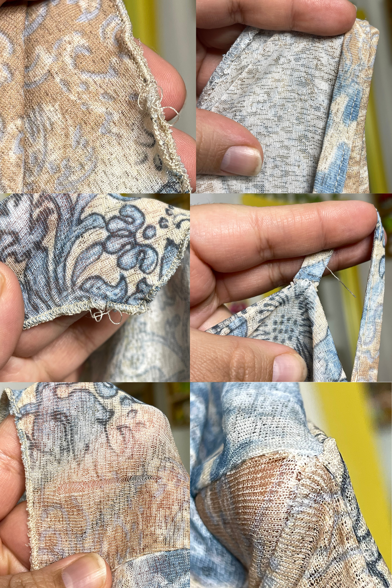 Vintage 2000s Paisley Print Mirco Mesh Wide Sleeve Top Sz 2X