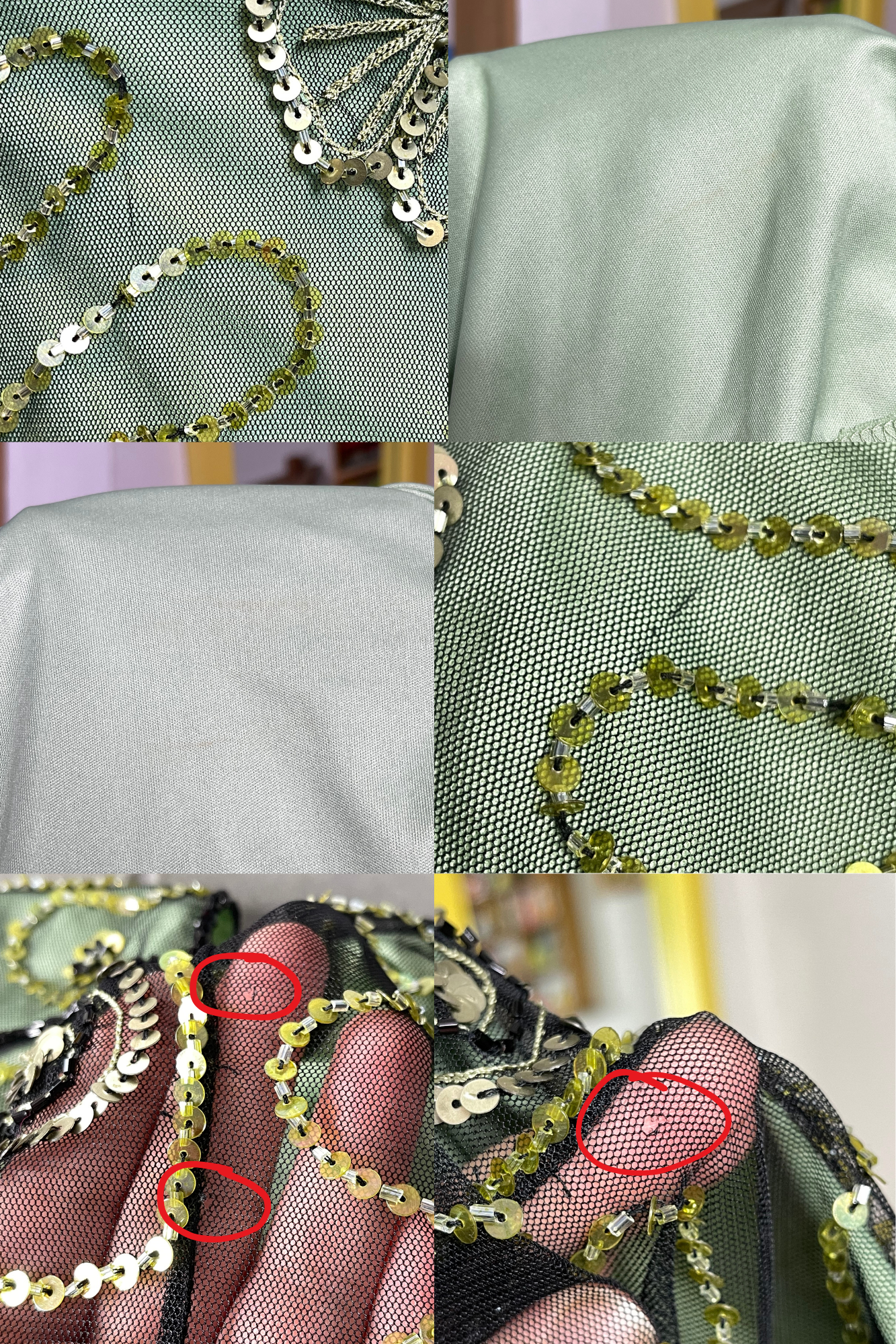 Vintage 2000s Green Beaded & Sequin Mesh Halter Top Sz L