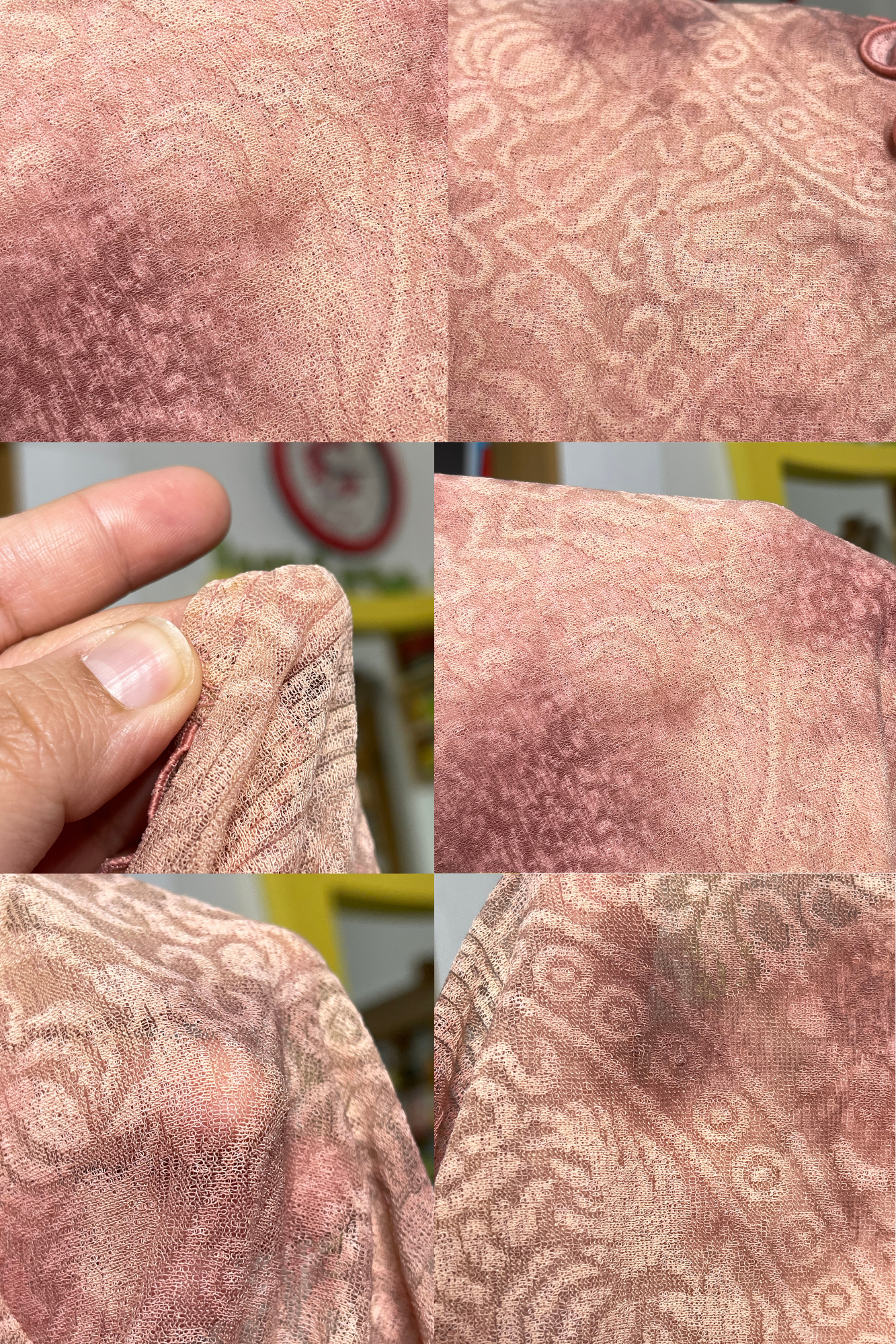 2000s Peachy Tie-Dye Ruffle Mirco Mesh Top Sz 14/16W