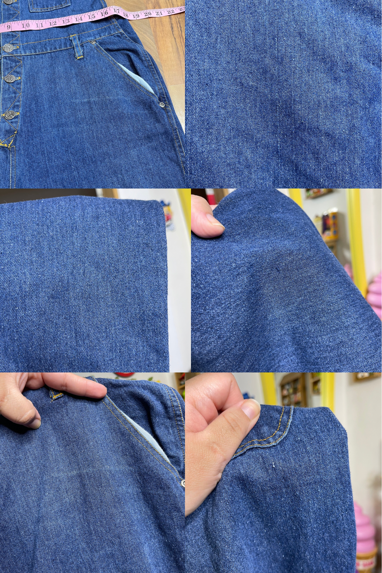 90s Black velvet trim denim overalls sz L