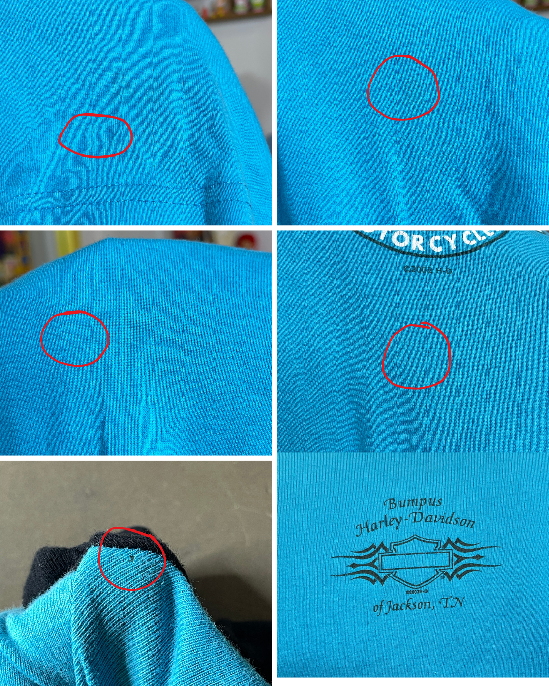 2000s Blue & Black Harley Davidson Top Sz M