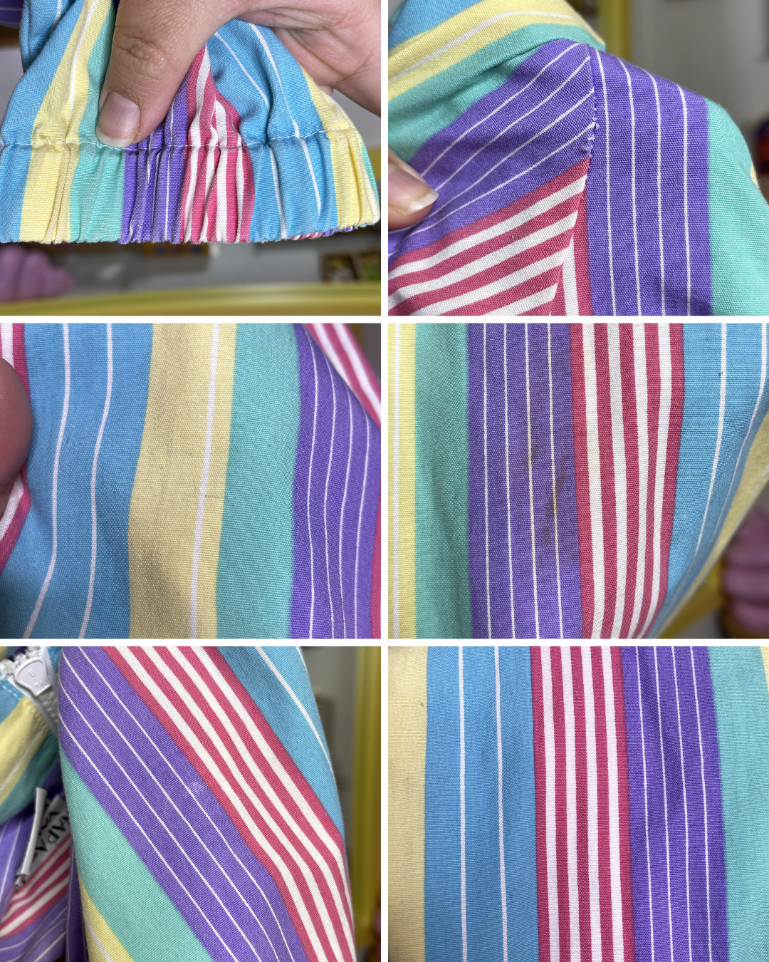 Vintage 90s Rainbow Pastel Striped Light Weight Jacket Sz L