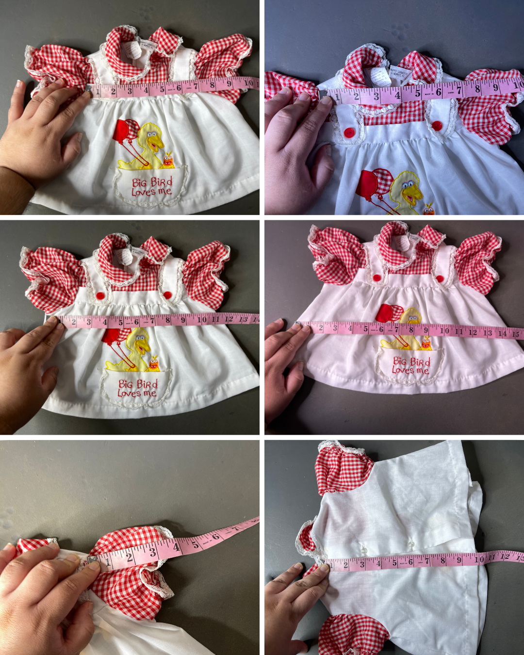 Vintage Big Bird Red Gingham Baby Dress + Bloomers 2pc Set Sz 12M