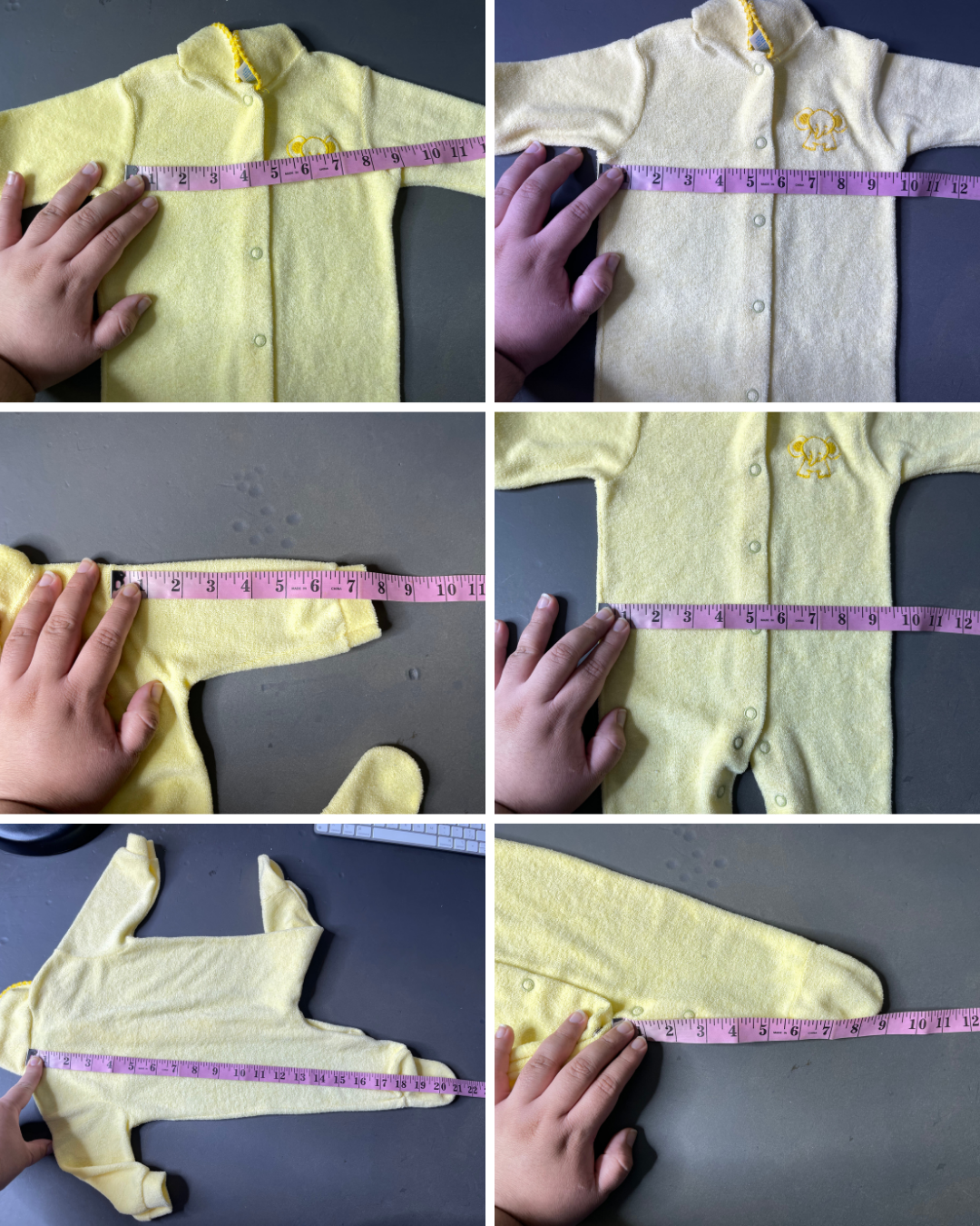 Vintage Charter's Yellow Terrycloth Elephant Onesie Sz M
