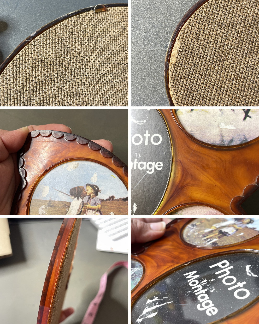 Vintage 70s 80s Tortoise Shell Butterfly Shaped Multi-Photo Picture Frame