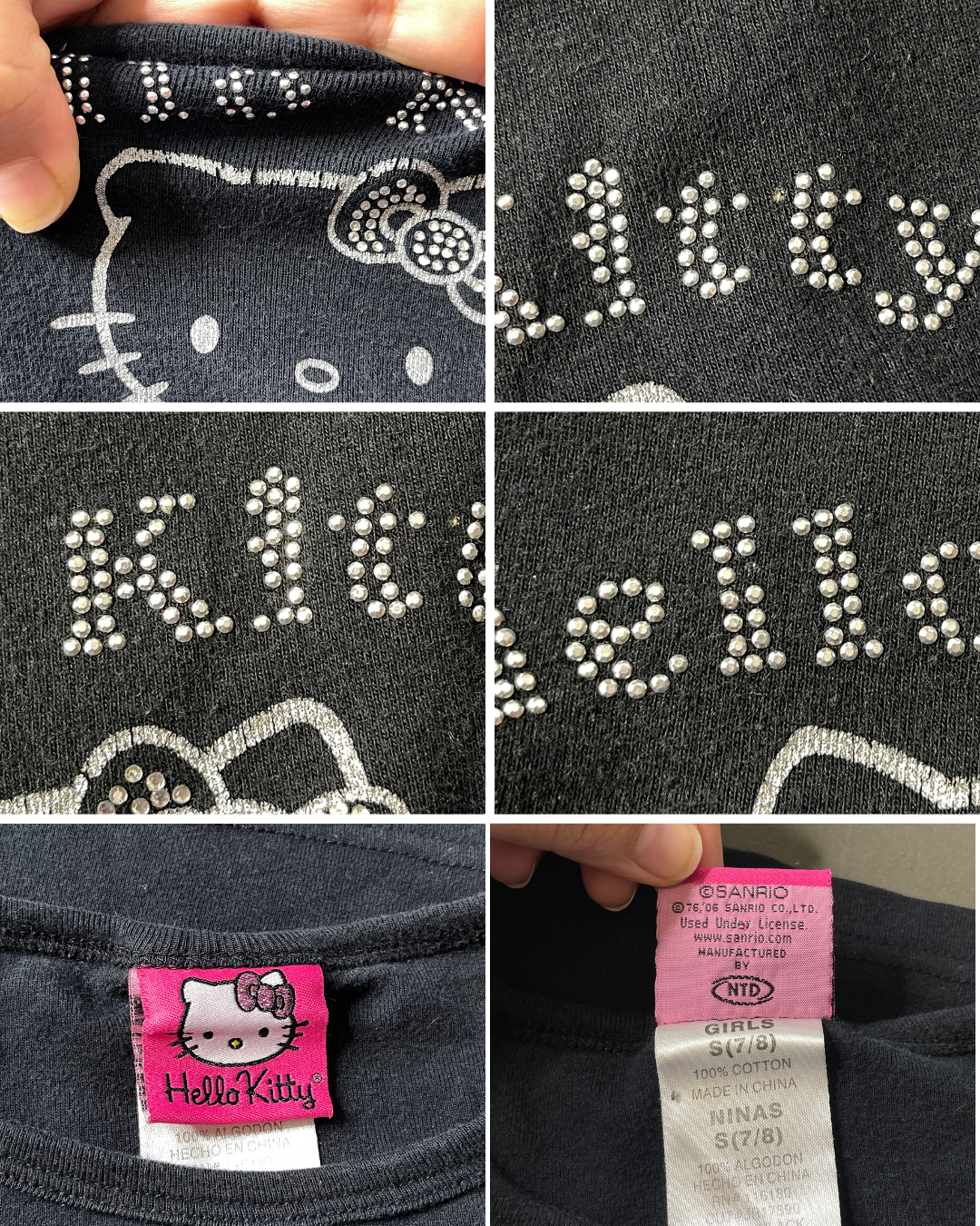 2000s Hello Kitty Bedazzled Kids Tee Sz S (7/8)