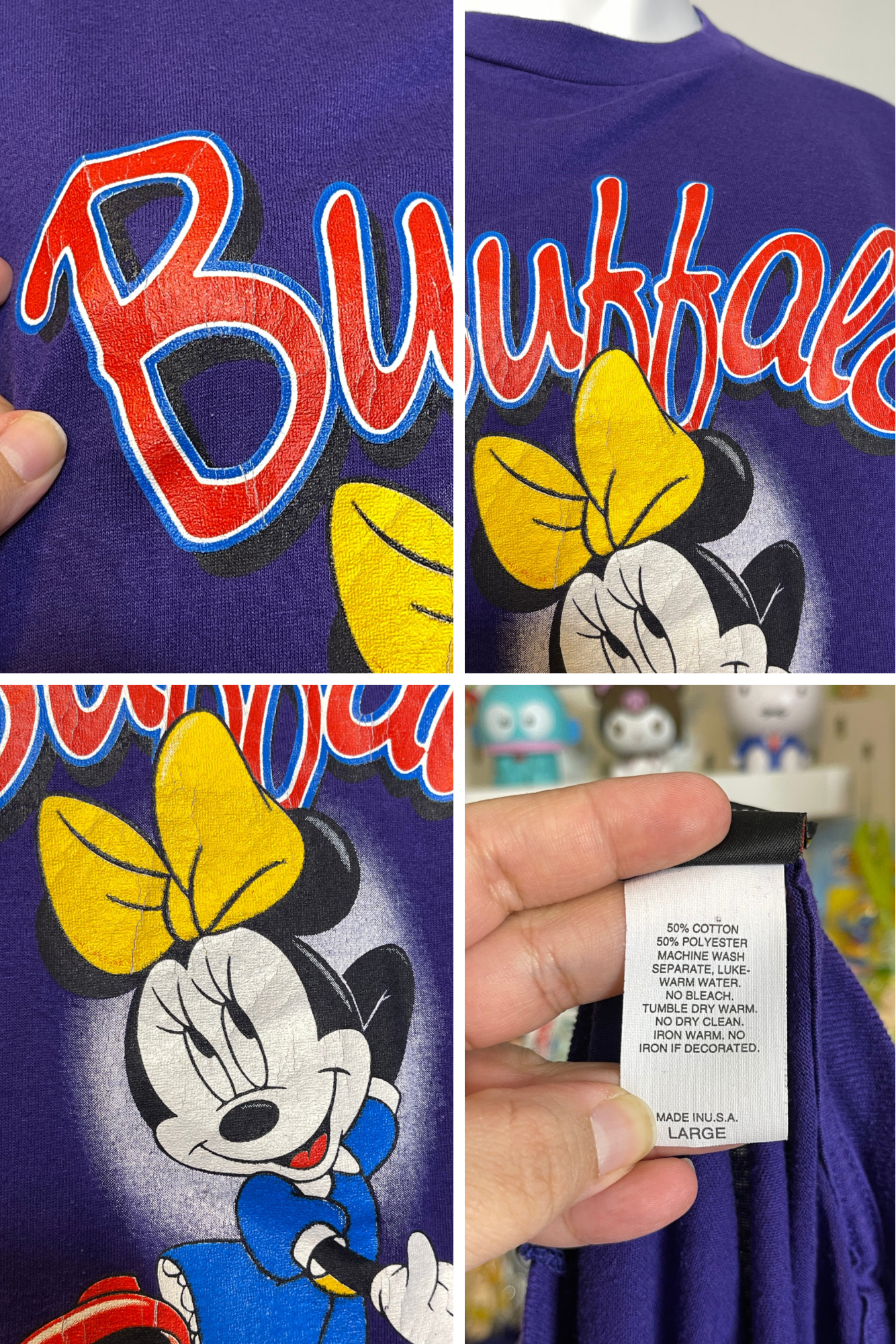 Vintage 90s Minnie Mouse Buffalo Graphic Tee Sz L