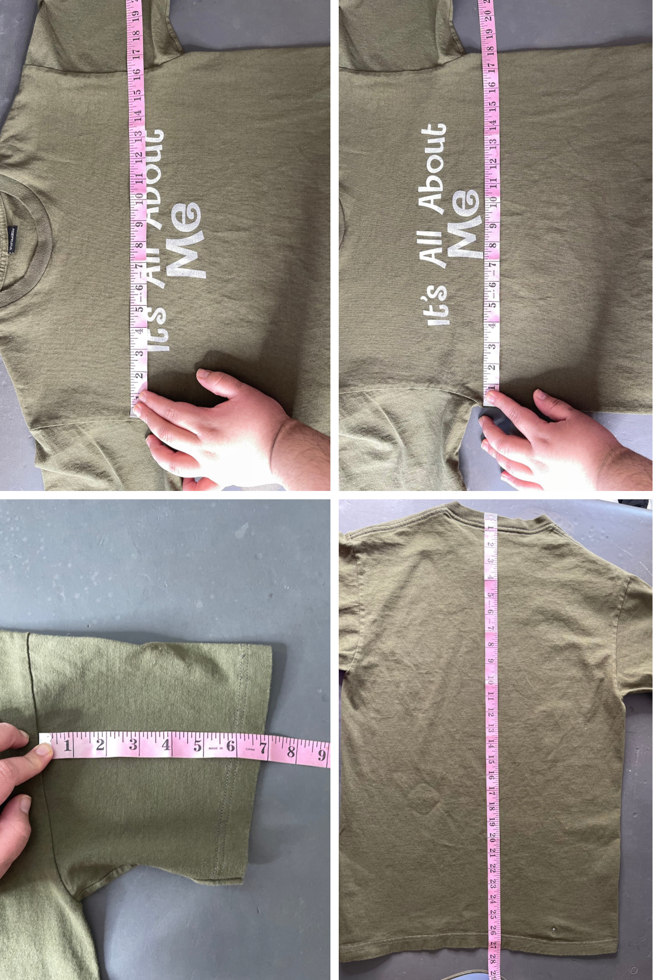 2000s It's All About Me Army Green Graphic Tee Sz M