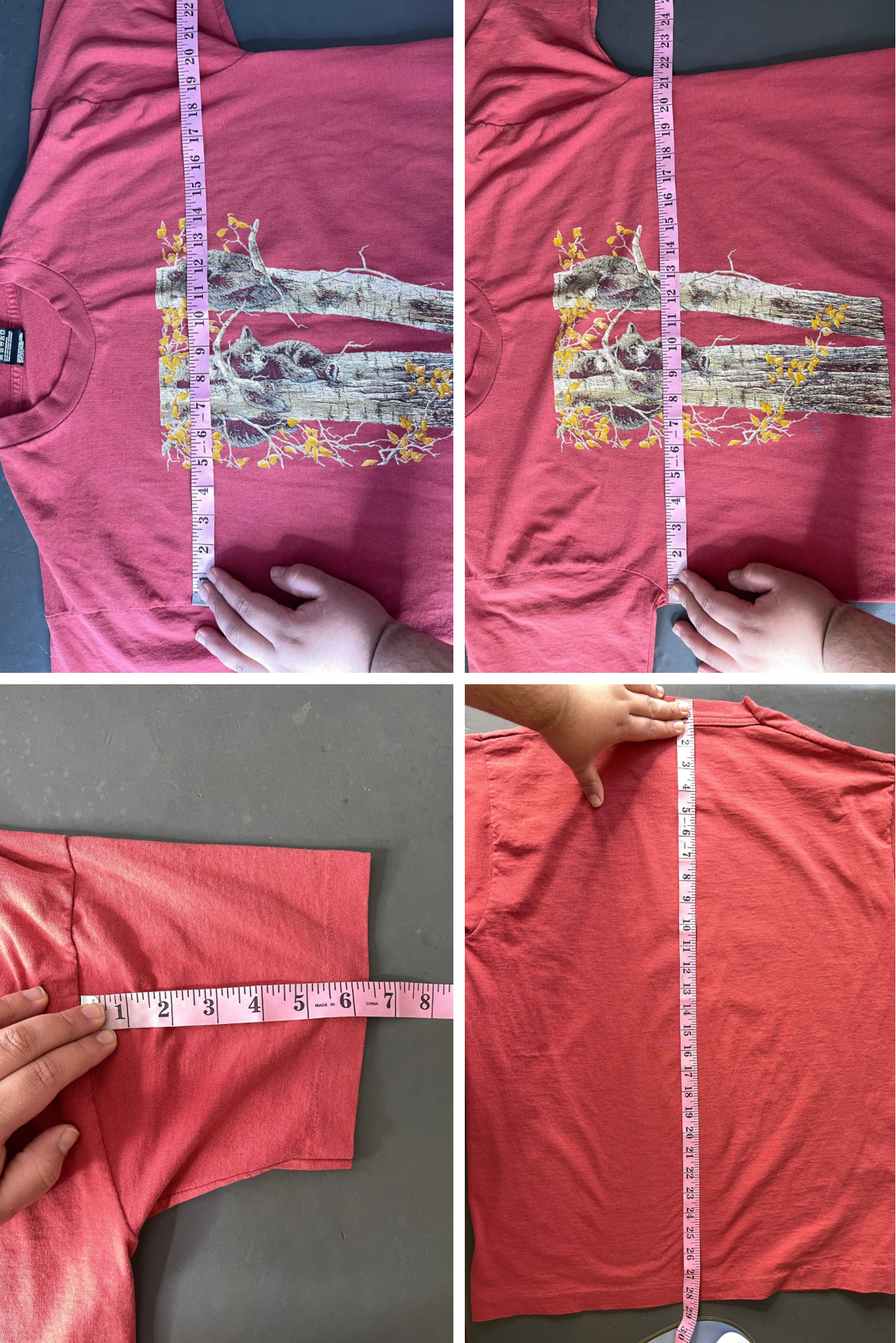 Vintage 90s Fall Bear Graphic Tee Sz L