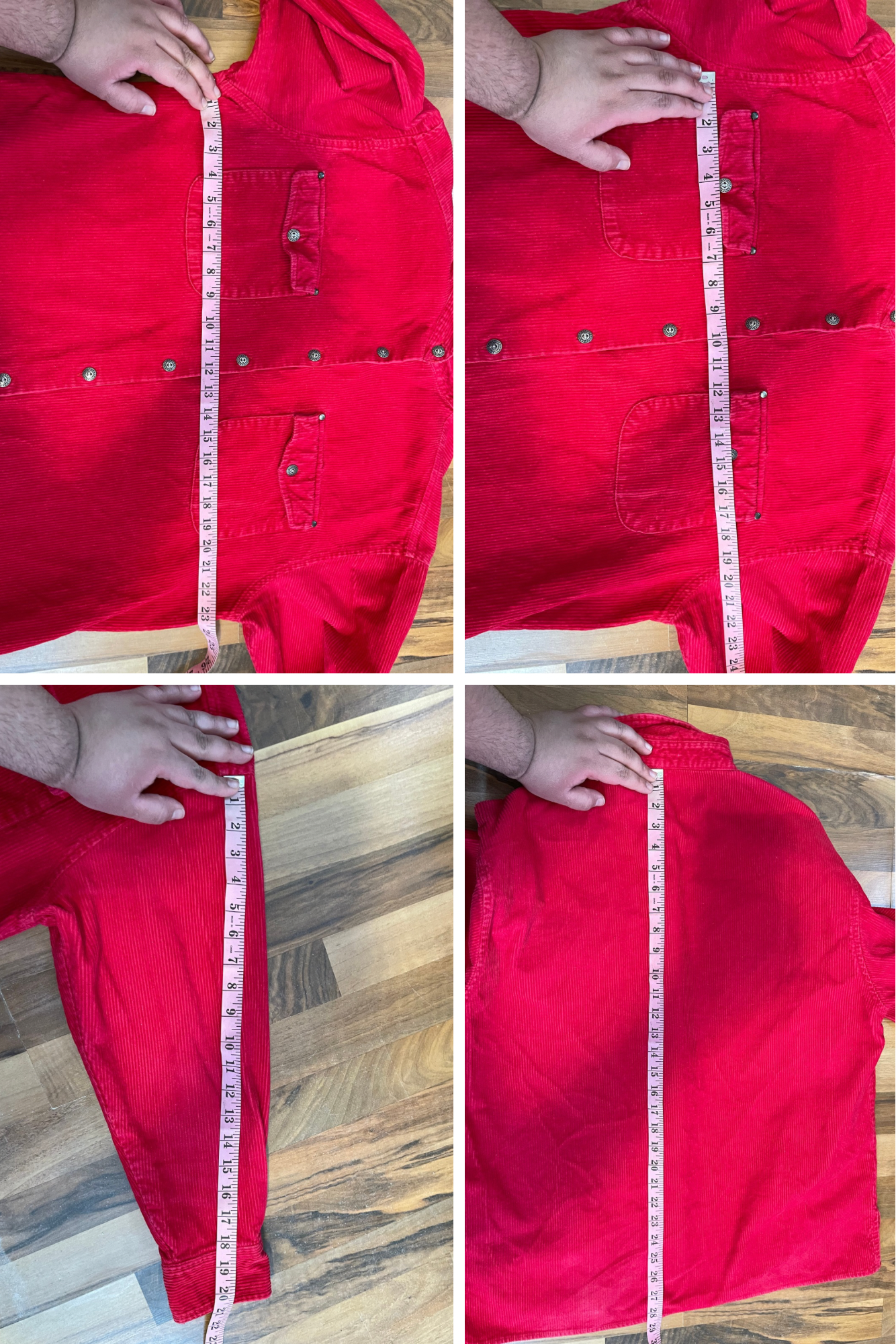 90s Bight Red Corduroy Button Up Sz L