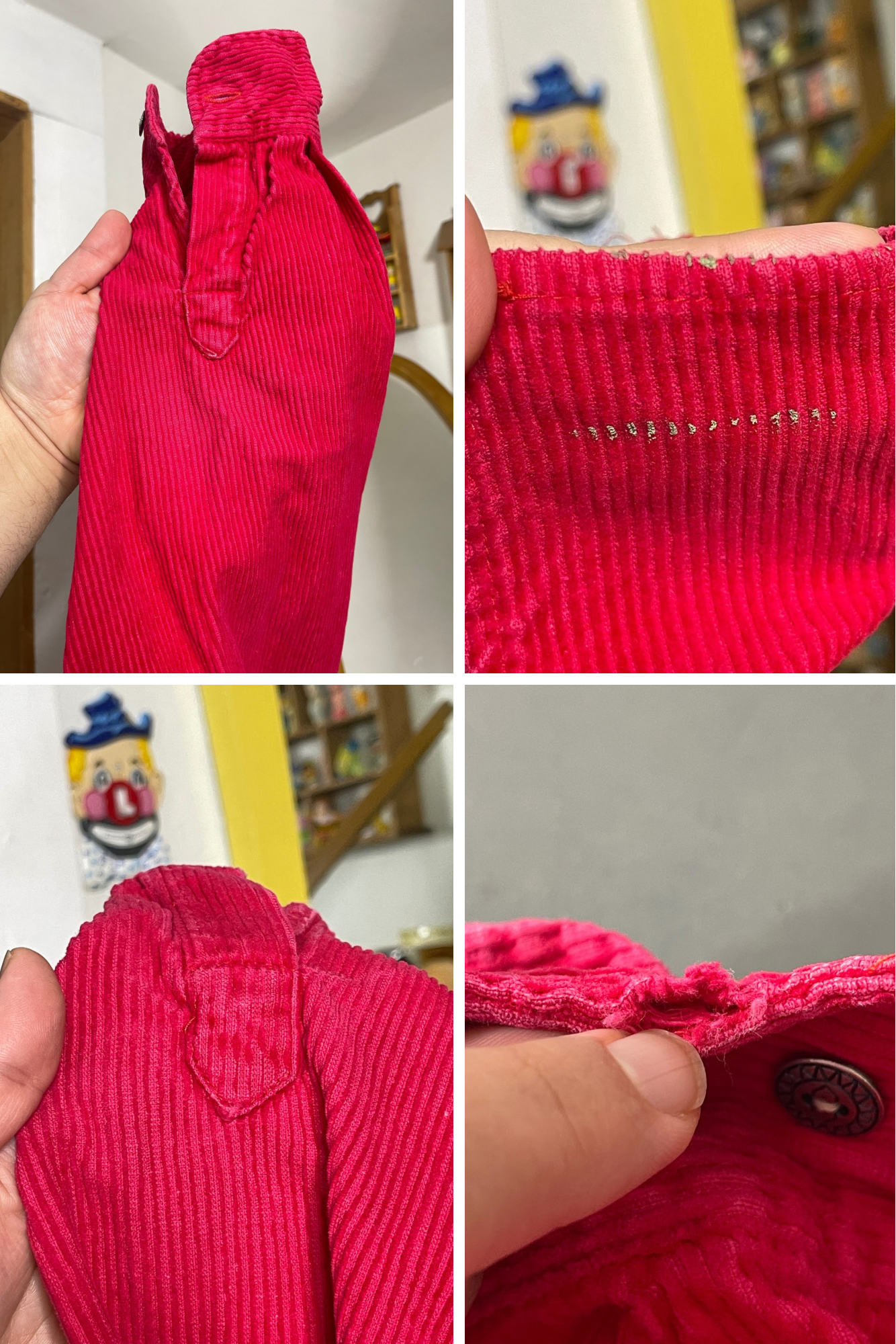 90s Bight Red Corduroy Button Up Sz L