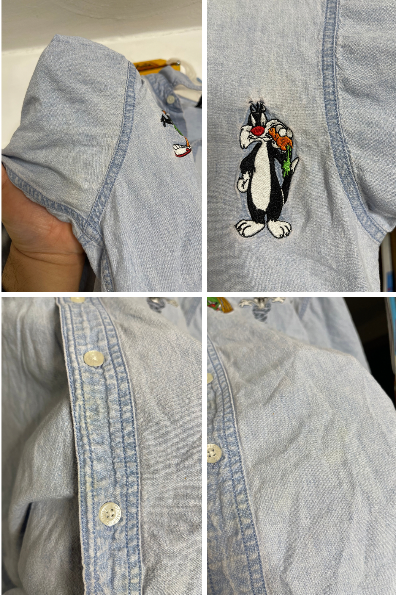 90s Looney Tunes Denim Button Down Long Sleeve sz L
