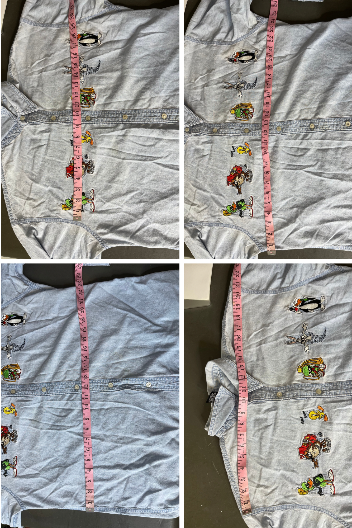 90s Looney Tunes Denim Button Down Long Sleeve sz L