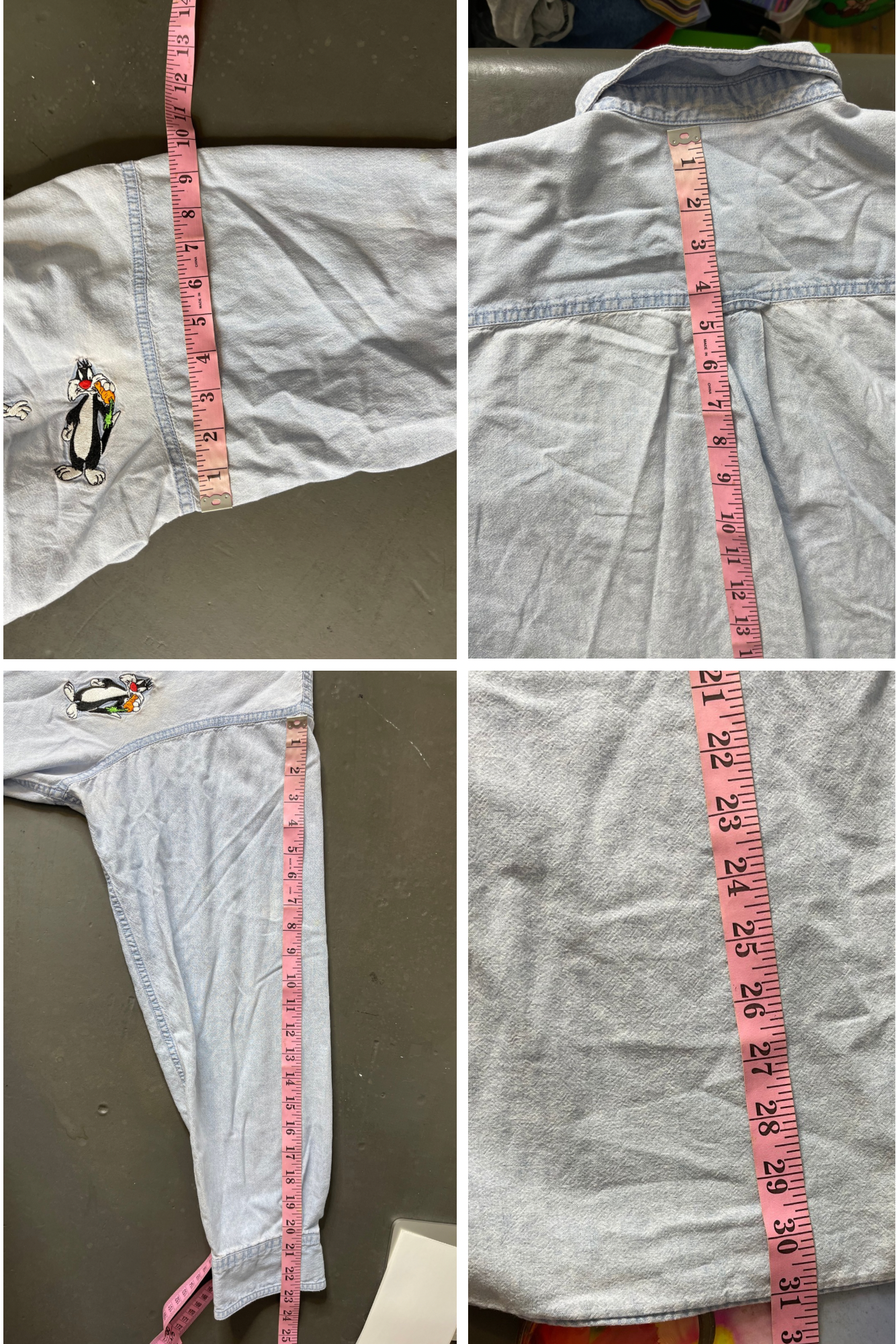 90s Looney Tunes Denim Button Down Long Sleeve sz L