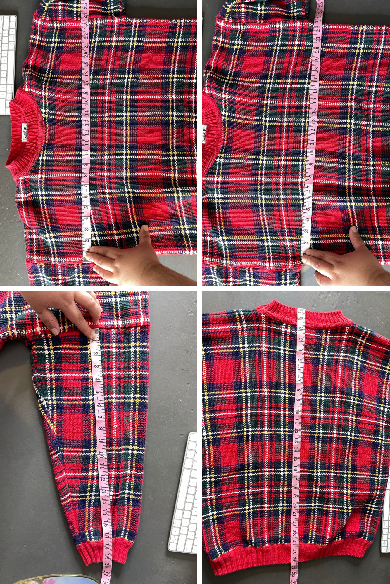 Vintage chunky plaid knit oversized sweater sz L