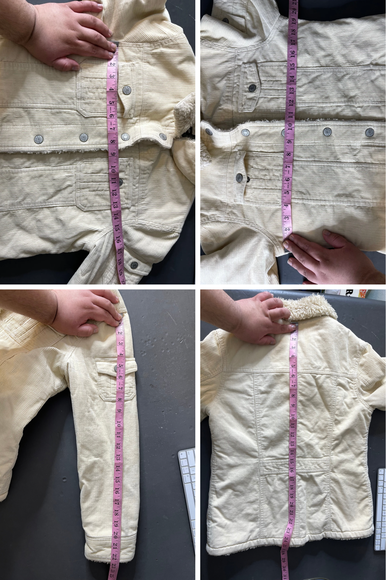 90s cream yellow corduroy sherpa jacket sz S