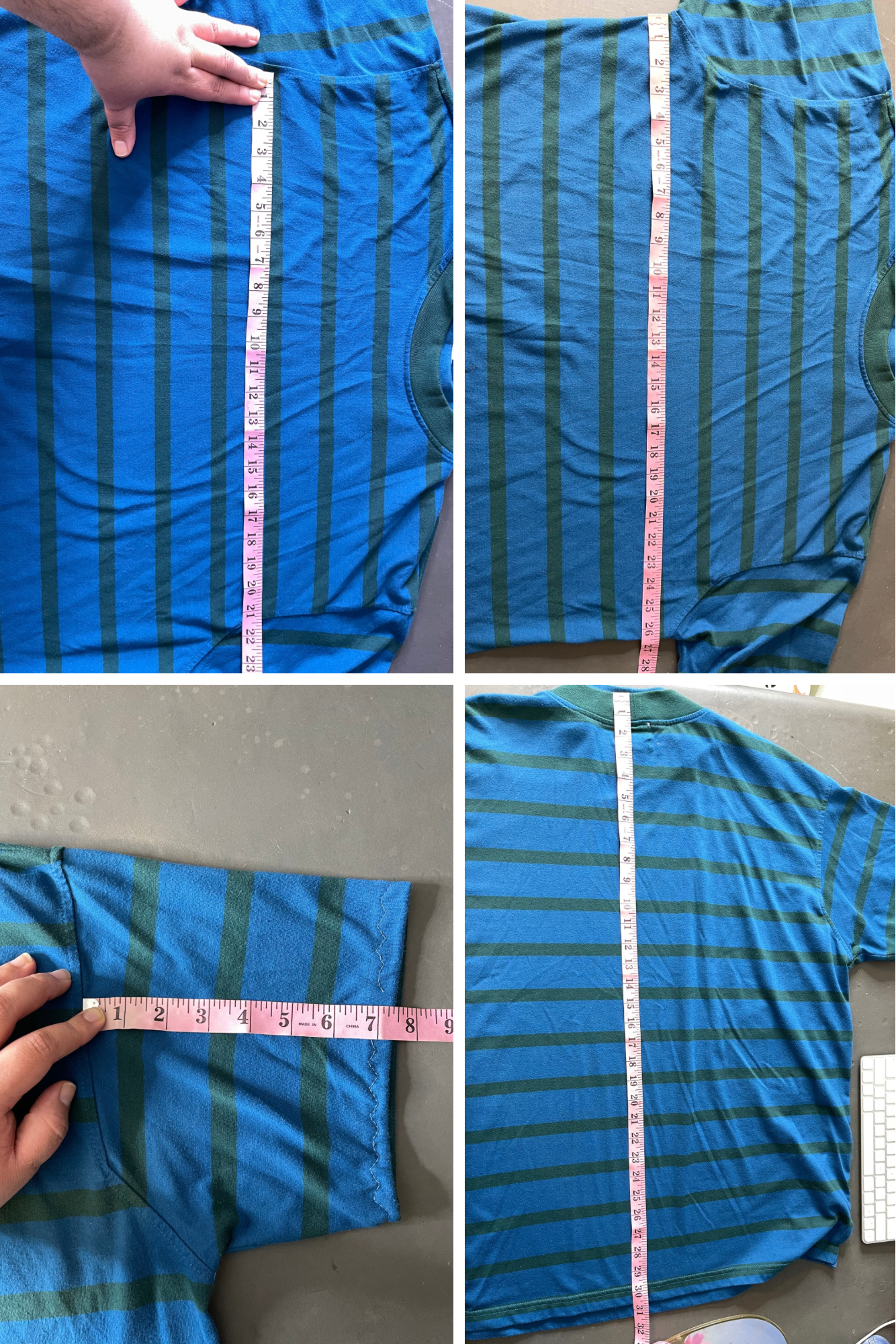 90s blue and green striped oversized tee sz 22W