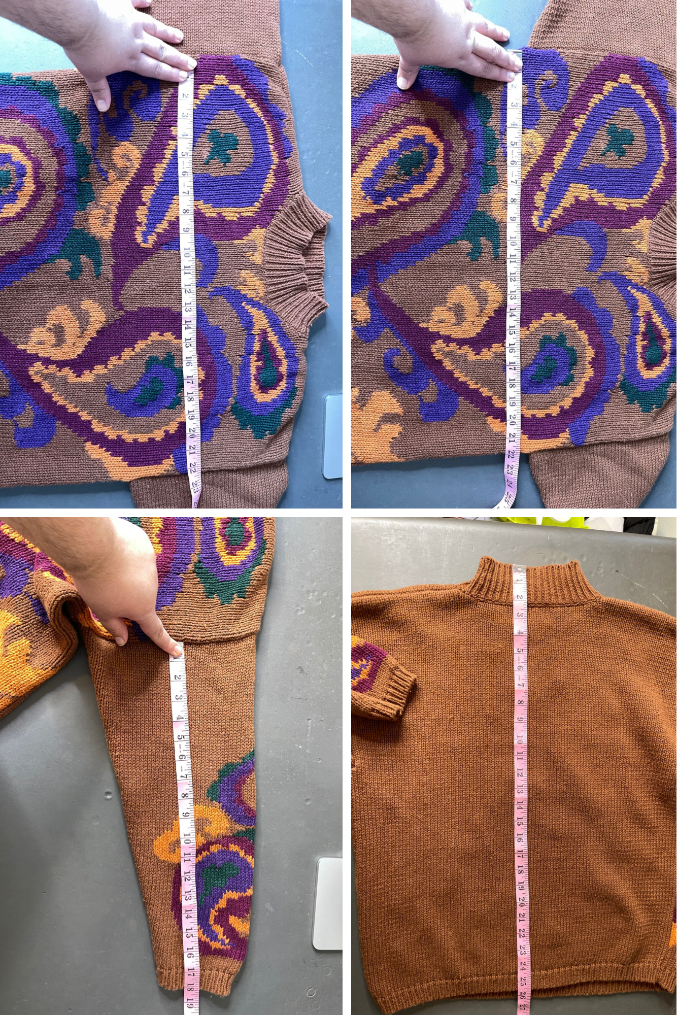 Vintage Paisley Chunky Knit Sweater Sz M