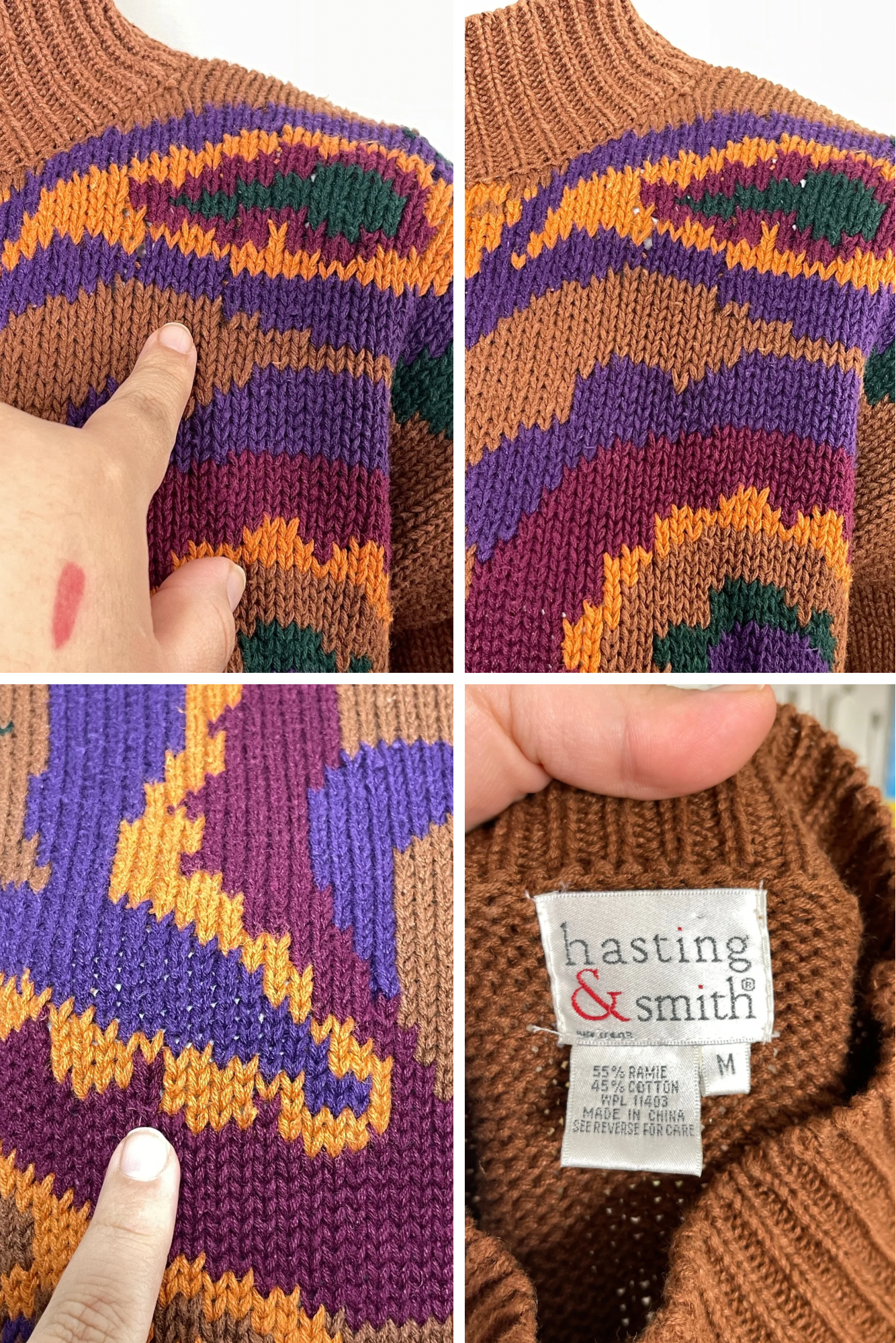 Vintage Paisley Chunky Knit Sweater Sz M