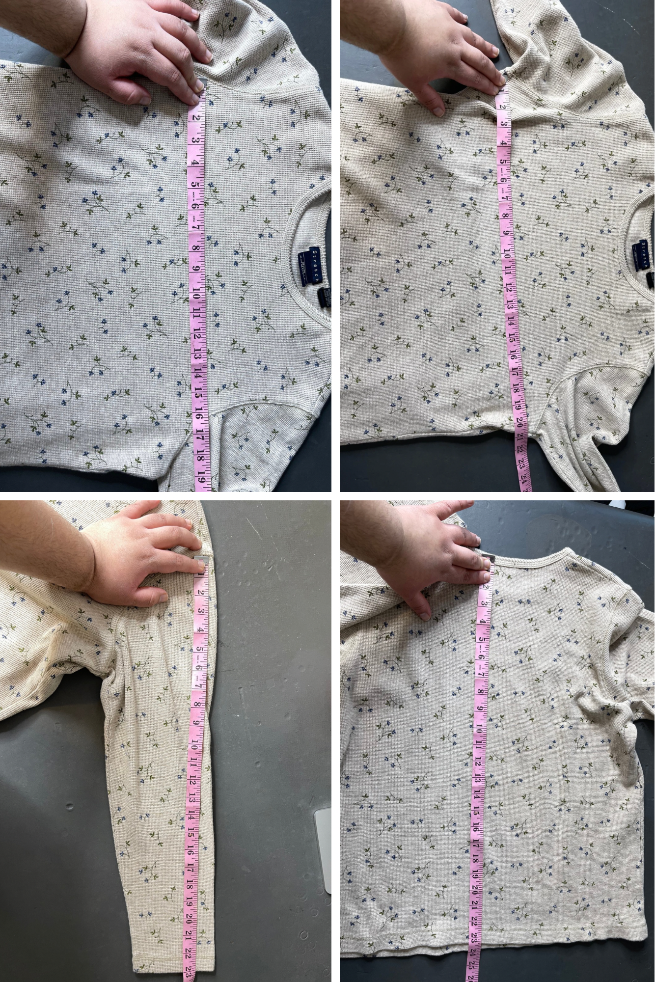 2000s Tan Floral Waffle Knit Long Sleeve Sz XL/P