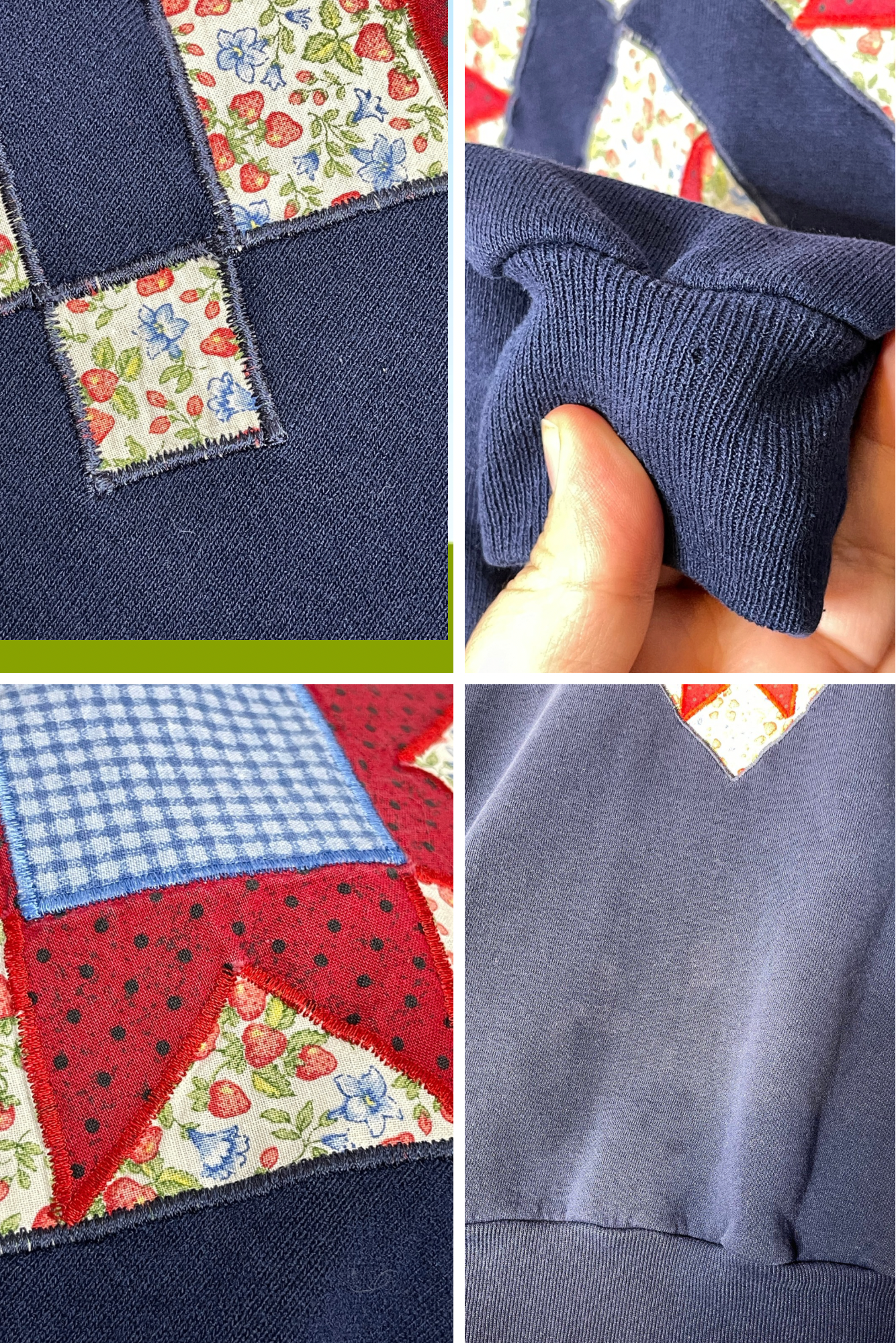 Vintage 90s Patchwork Strawberry Crewneck Sweater Sz XL