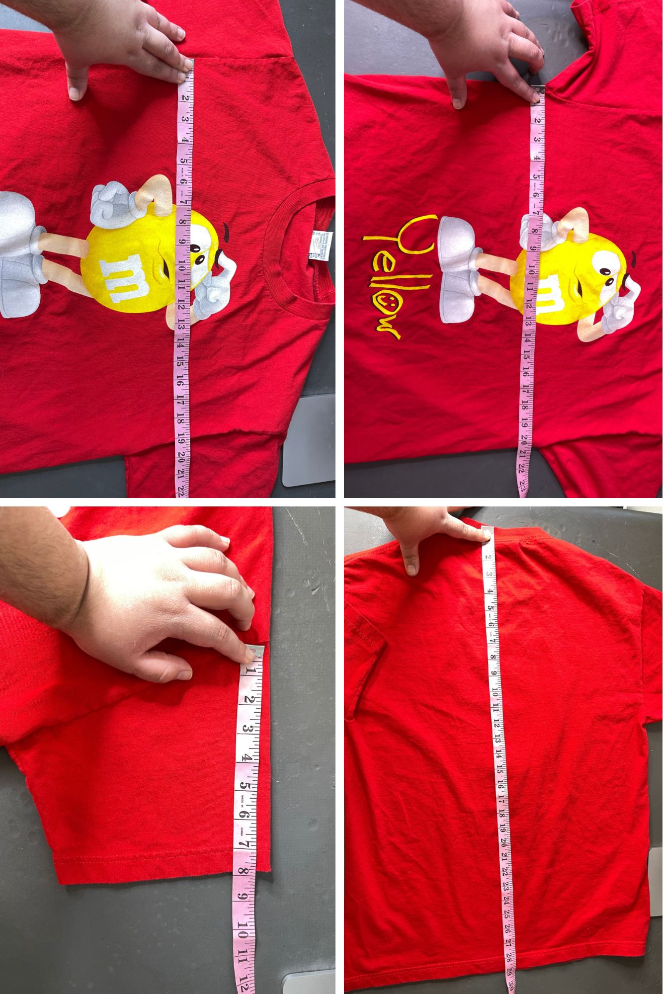 Yellow M&M Red Graphic Tee Sz L