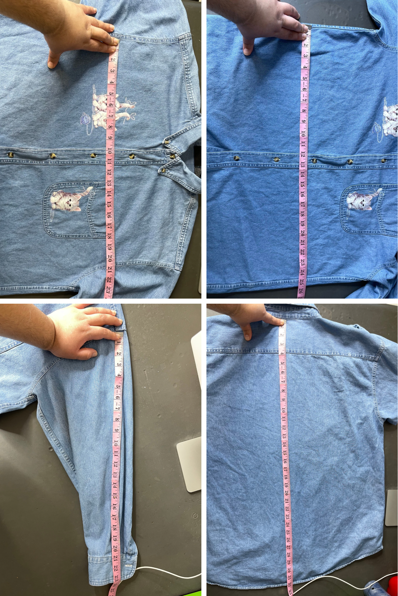 Vintage 90s Cat Denim Button Down Sz XL