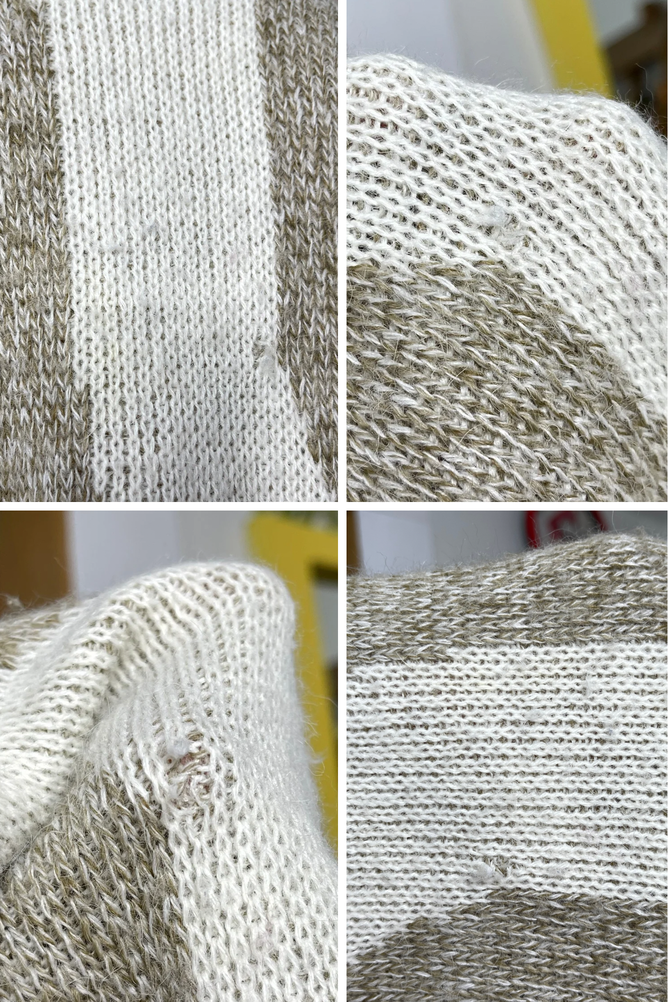 90s cream and tan swirly knit sweater sz M