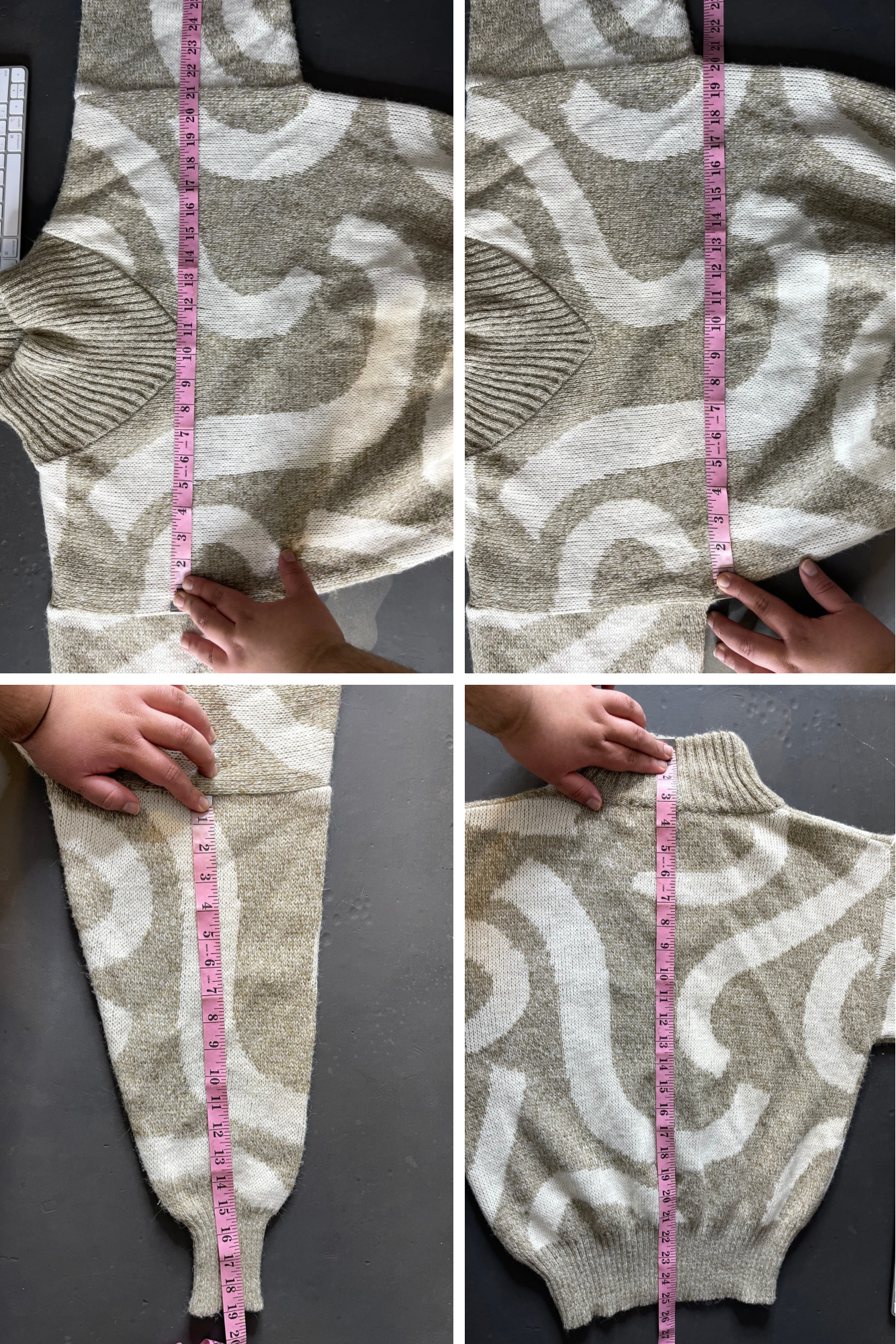 90s cream and tan swirly knit sweater sz M