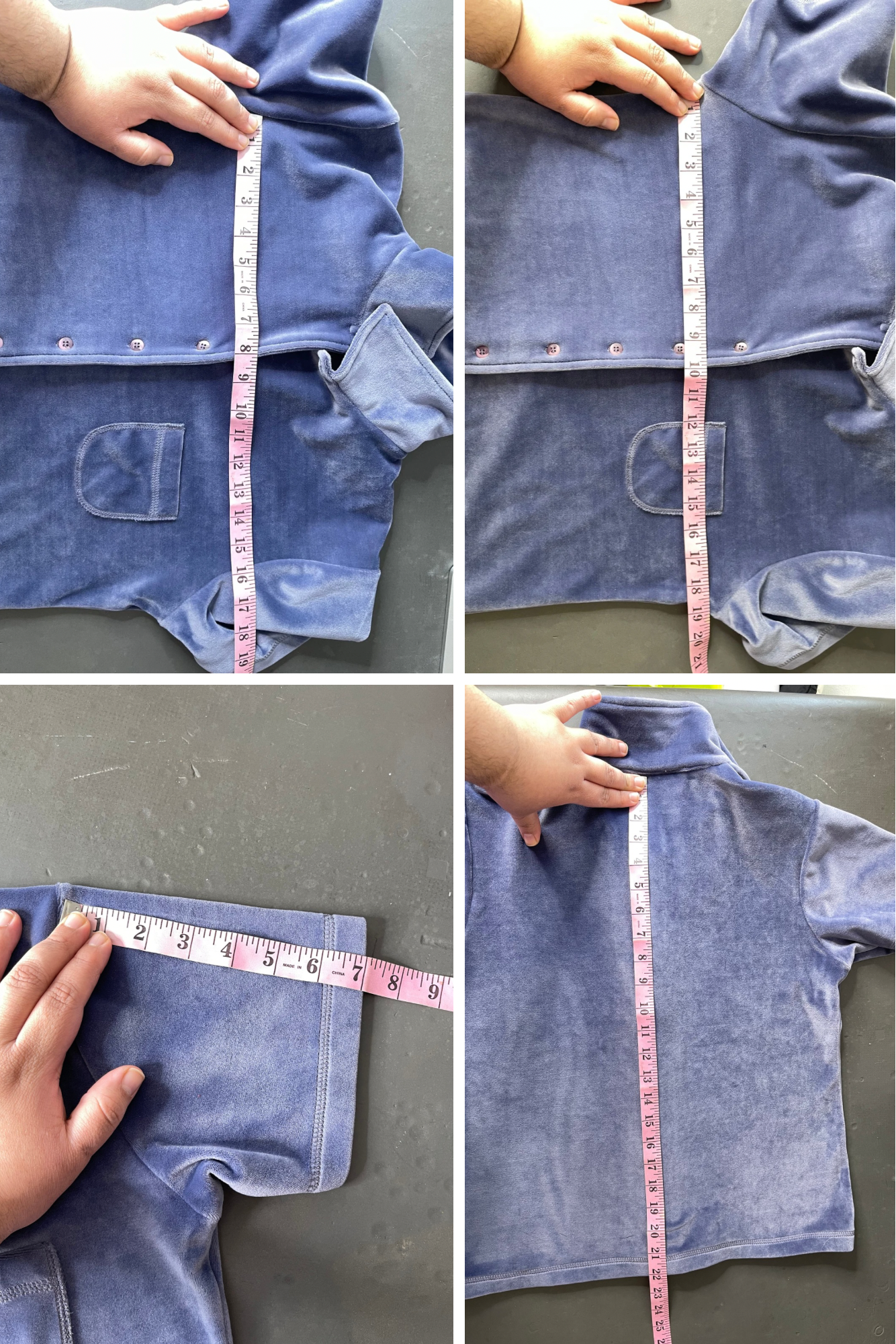 Vintage 90s Icy Blue Velour Plush Top Sz L