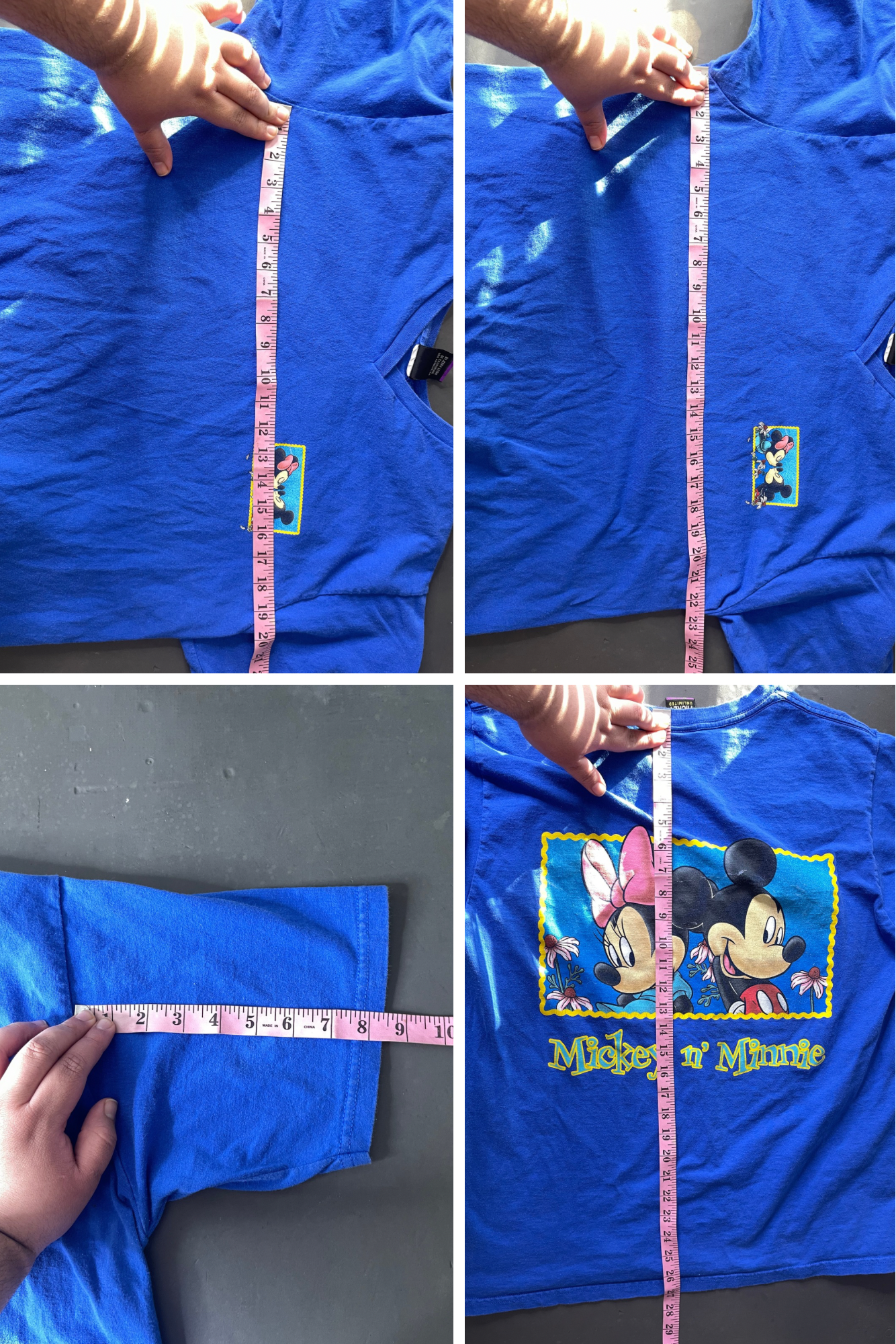 Vintage Mickey & Minnie Mouse Stamp Graphic Tee Sz XL