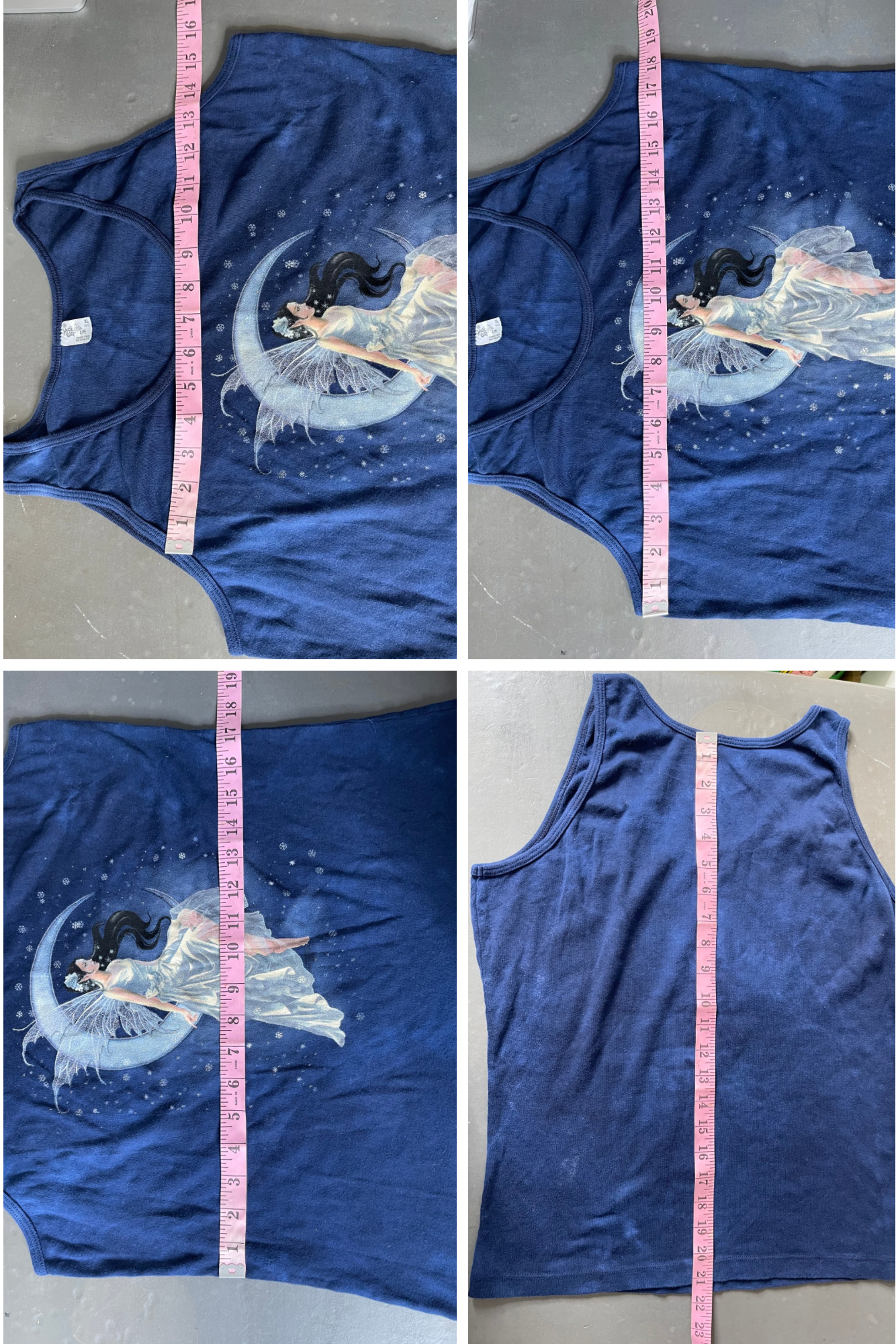 Y2K Navy blue moon fairy graphic tank top sz XL