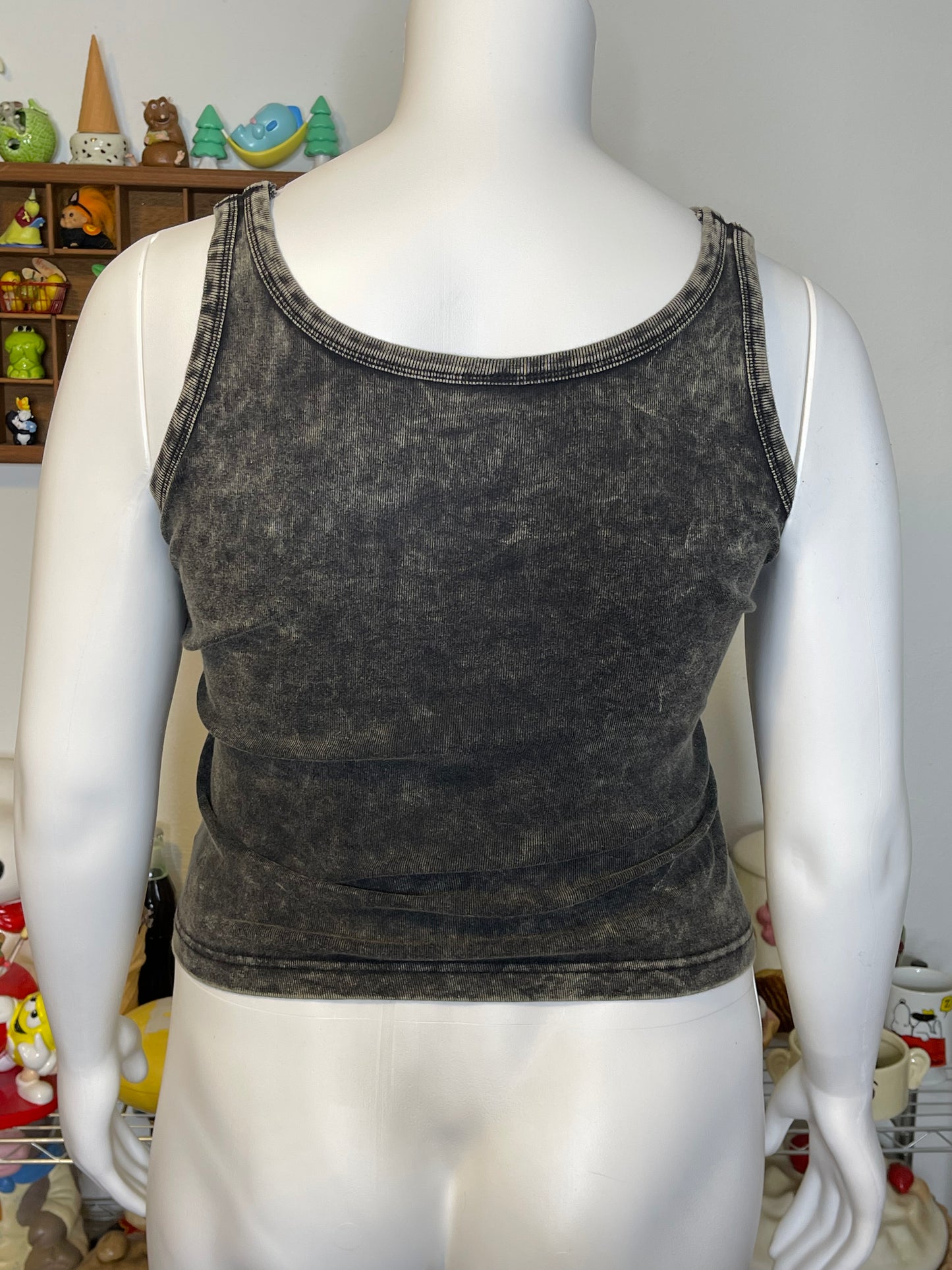 Tie-dye Flower Distressed Patchwork Style Tank Top Sz L
