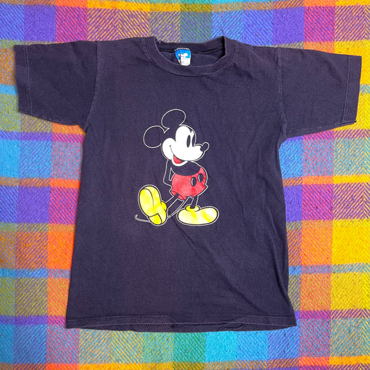 Vintage Faded Black Mickey Mouse Kids Tee Sz L/XL