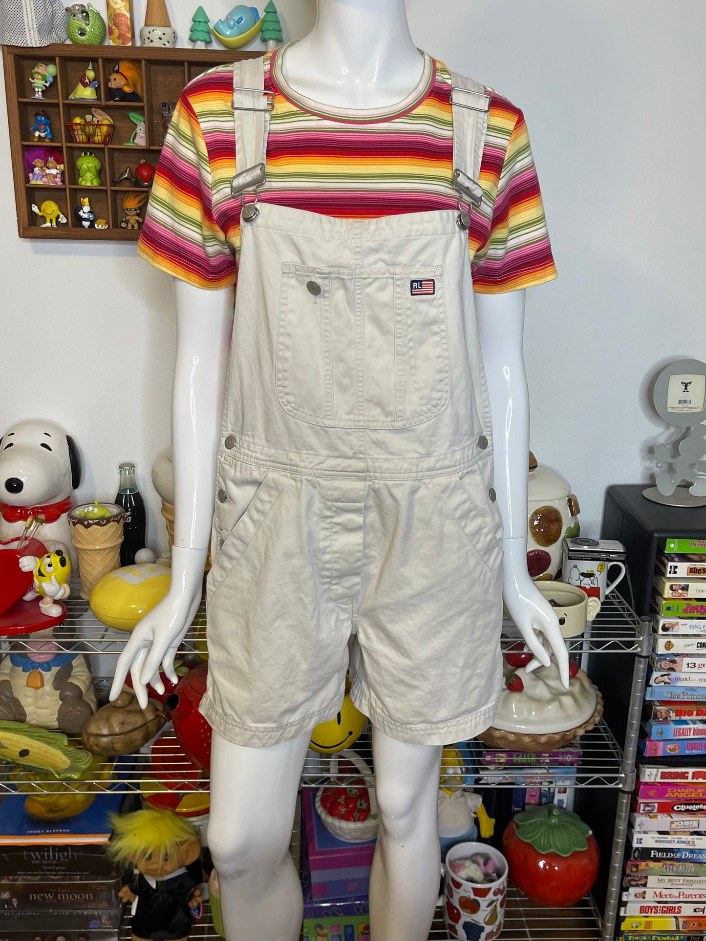 2000s Ralph Lauren Polo Beige Cream Khaki Overalls Sz L