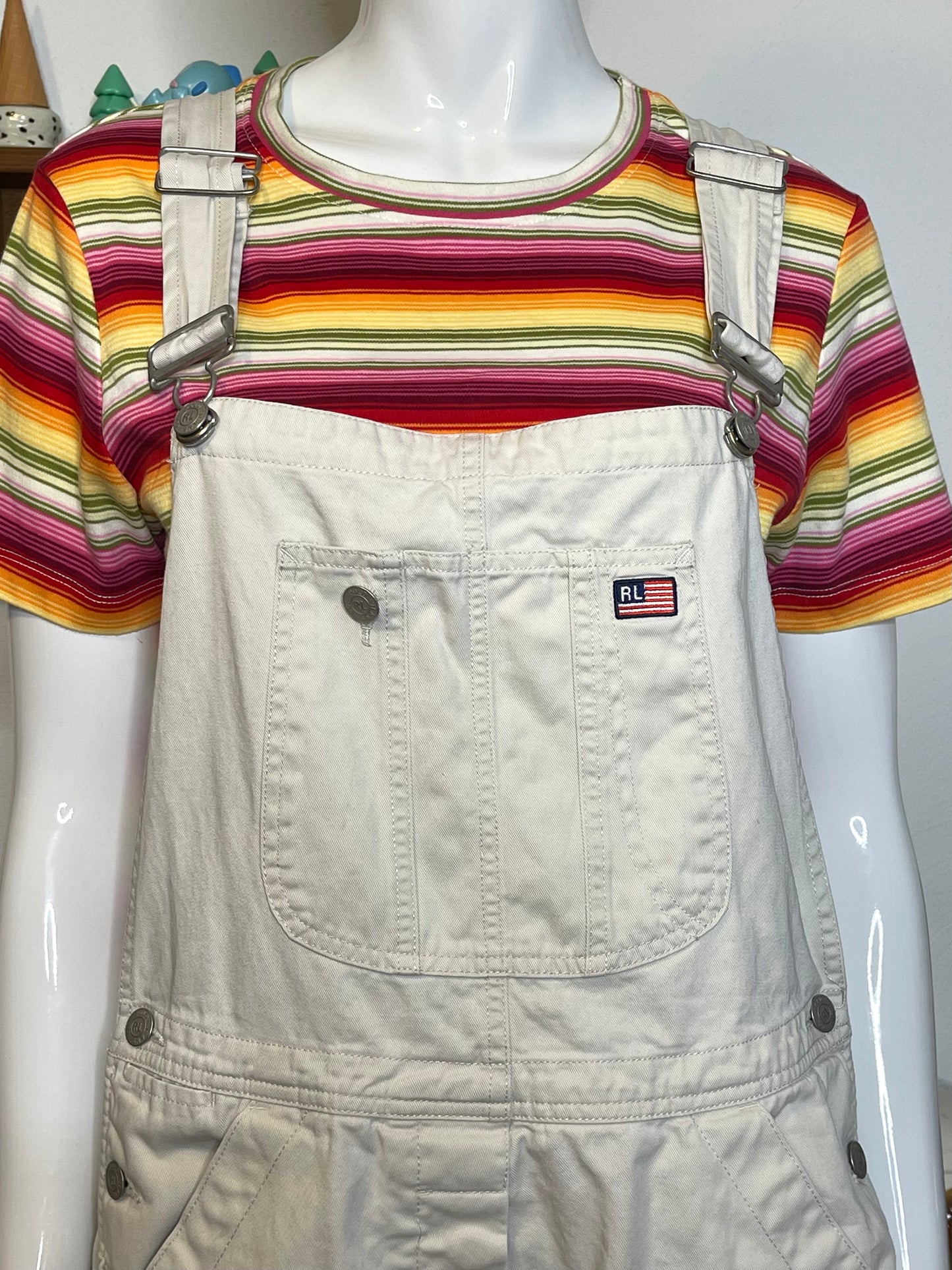 2000s Ralph Lauren Polo Beige Cream Khaki Overalls Sz L
