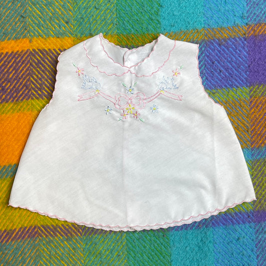 Vintage Sheer Embroidered Spring Bow Bird Top/Dress Sz INF