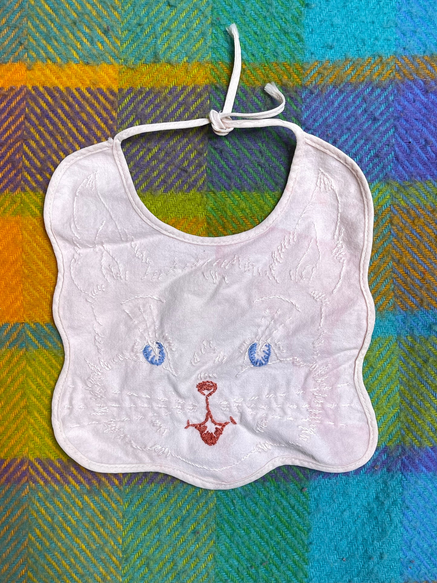 Vintage 3pc Flawed Baby Patchwork & Embroidered Bibs