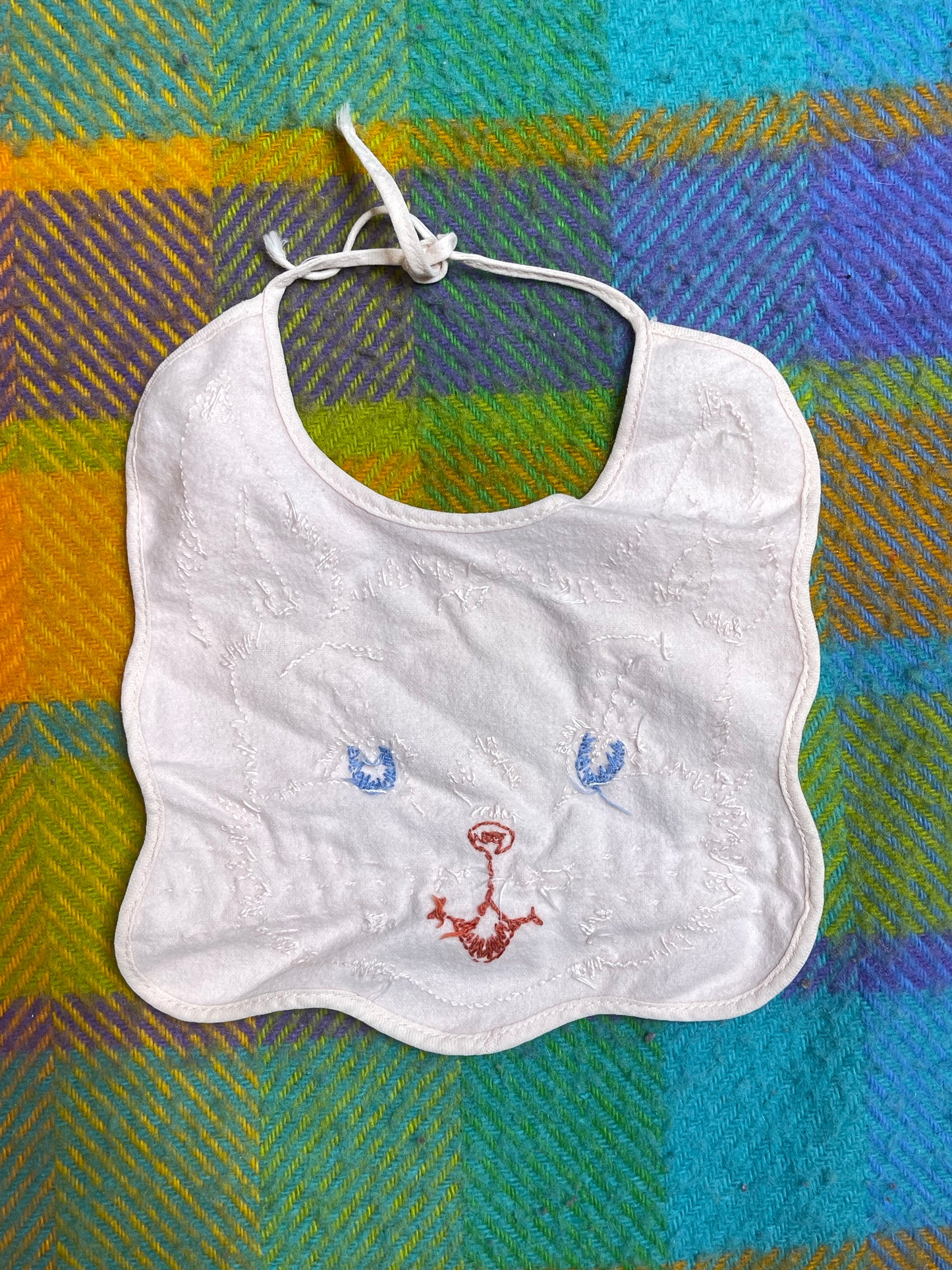 Vintage 3pc Flawed Baby Patchwork & Embroidered Bibs