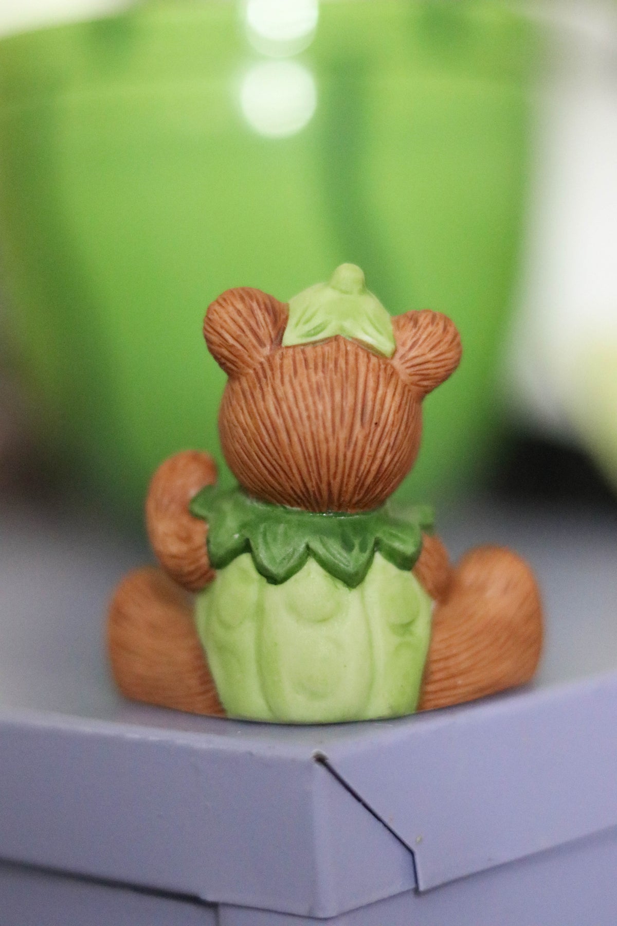 Vintage Harvest Pumpkin Teddy Bear Figurine Trinket