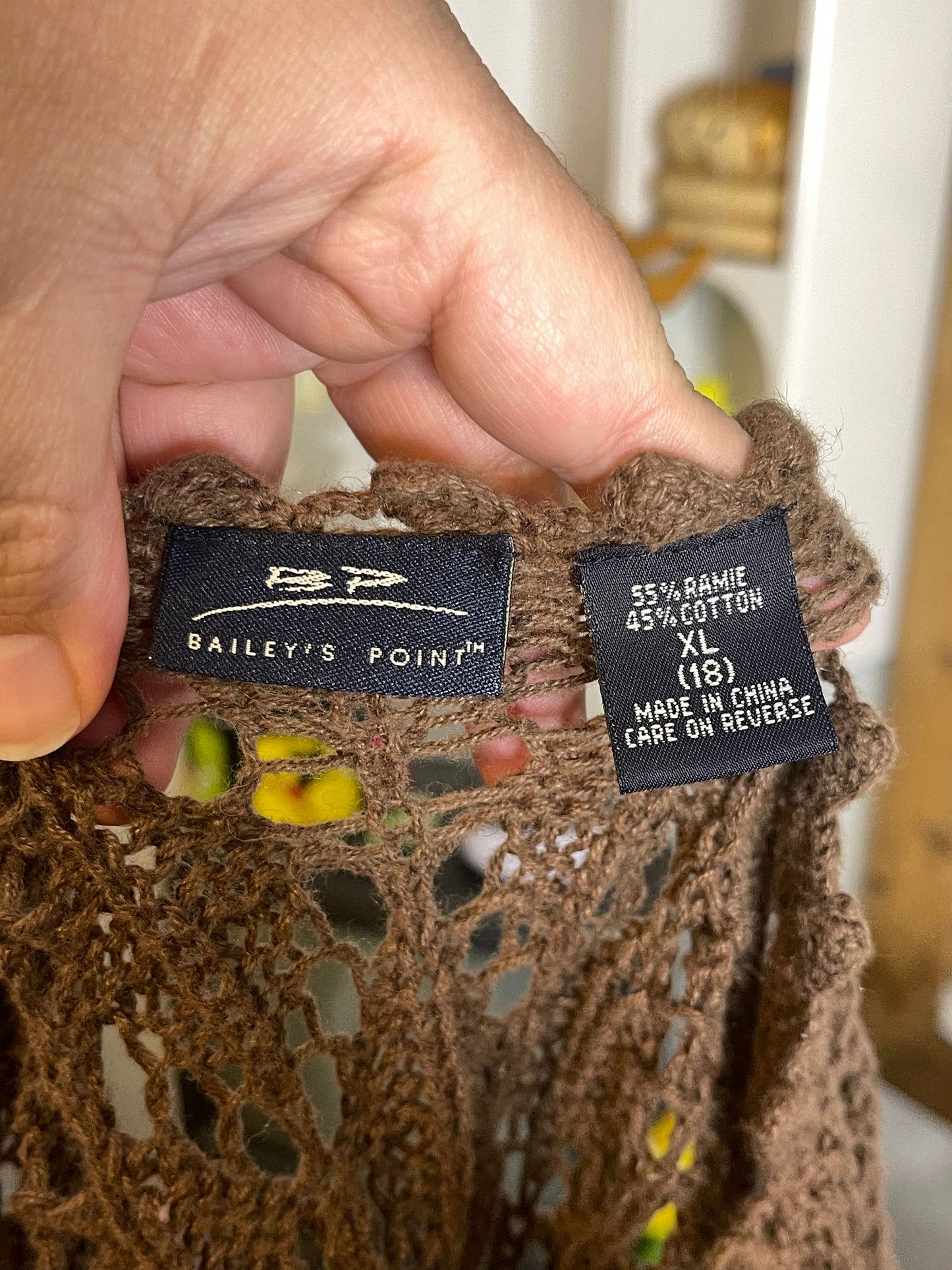 2000s Chocolate Brown Crochet Layering Top Sz L/XL