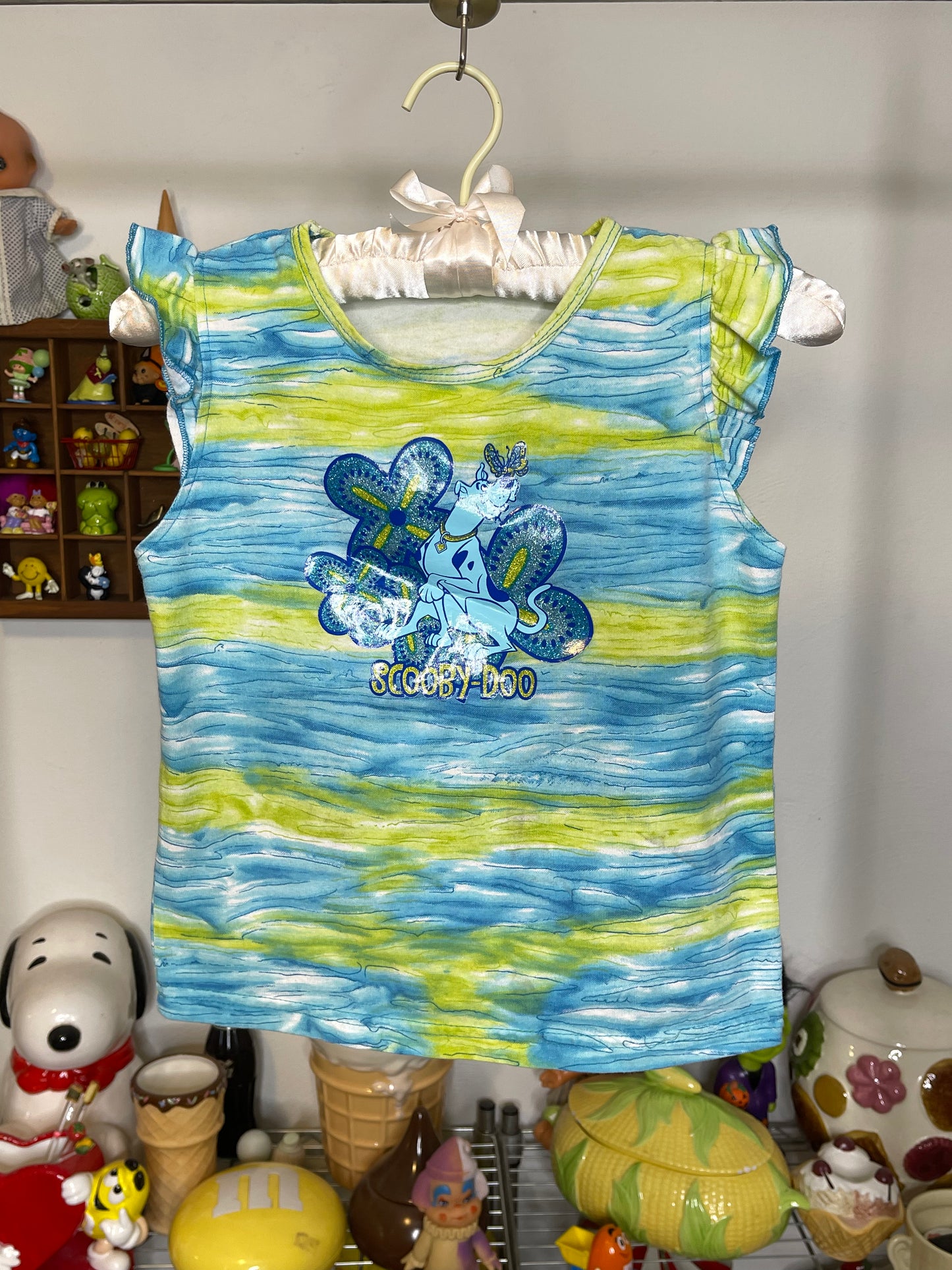 Vintage 2000s Groovy Flower Scooby-Doo Tie-Dye Kids Tee Sz 10/12