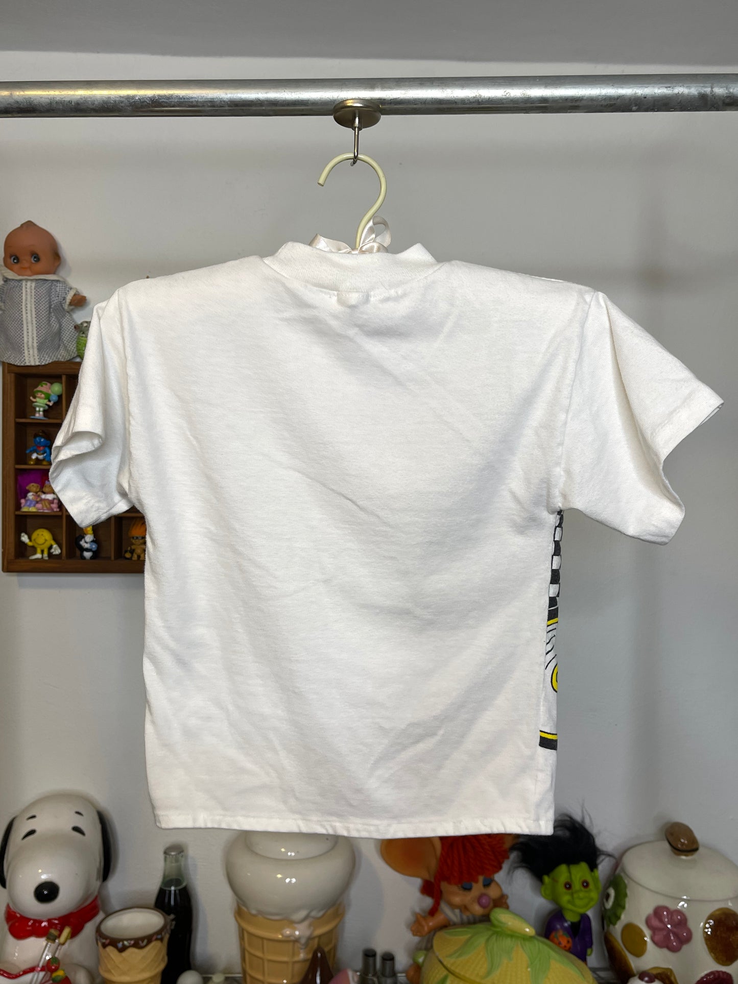 Vintage White Road Rider Snoopy Bicycle Kids Tee Sz 6