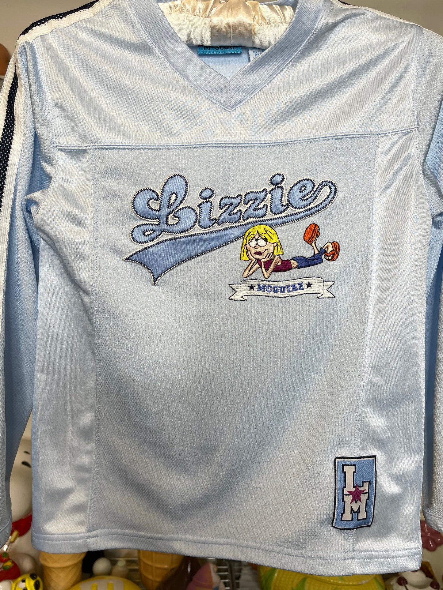 2000s Lizzie McGuire Striped Baby Blue Long Sleeve KIDS Jersey Sz 7/8