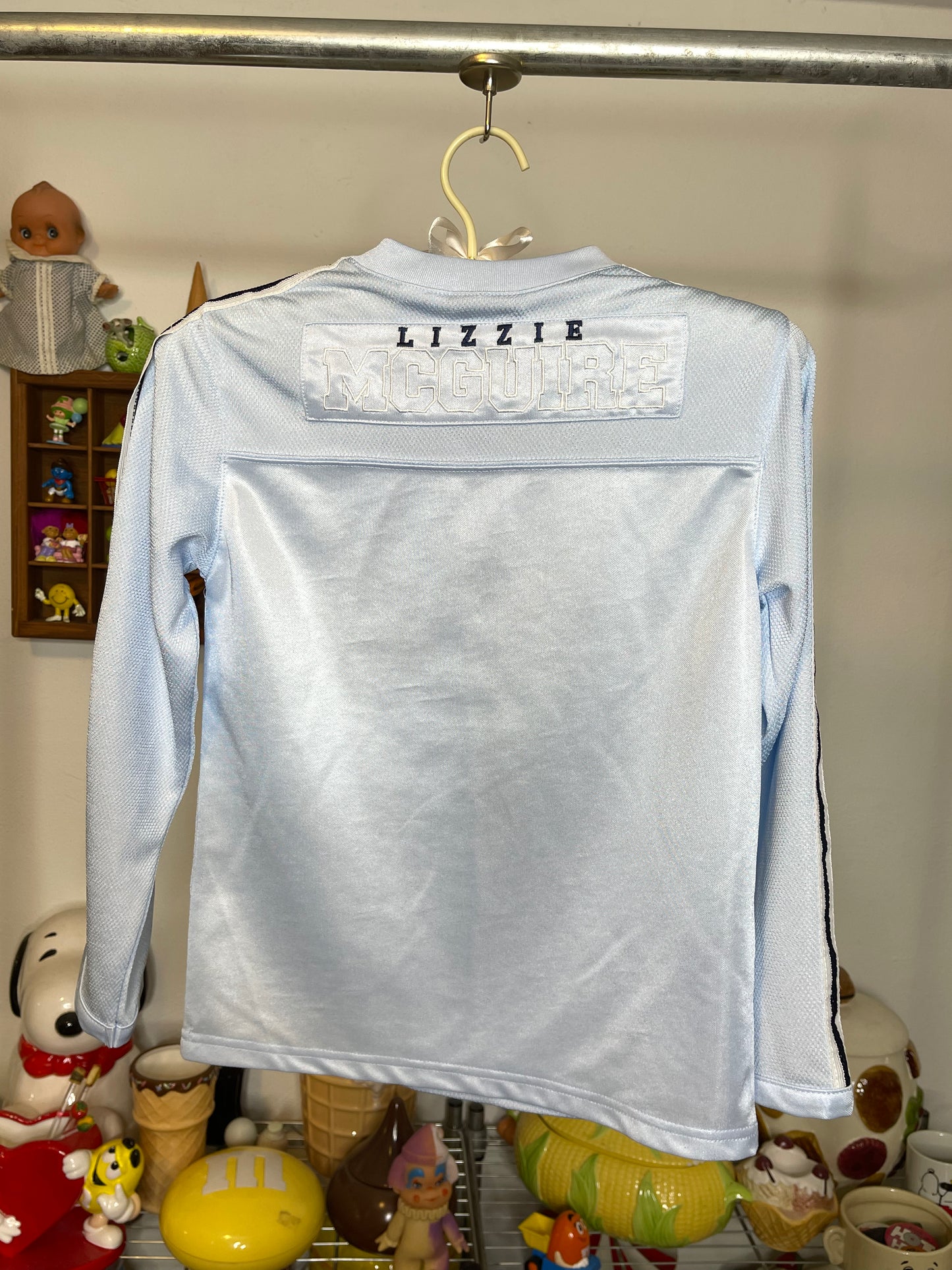 2000s Lizzie McGuire Striped Baby Blue Long Sleeve KIDS Jersey Sz 7/8