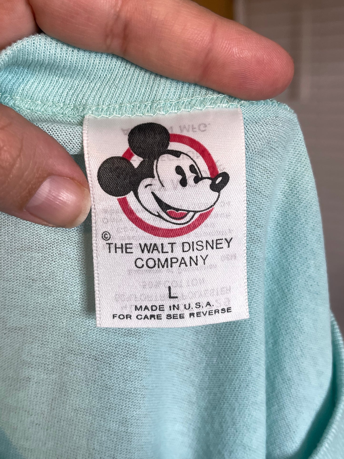 Vintage 80s Mickey Mouse Cropped Long Sleeve Sz L
