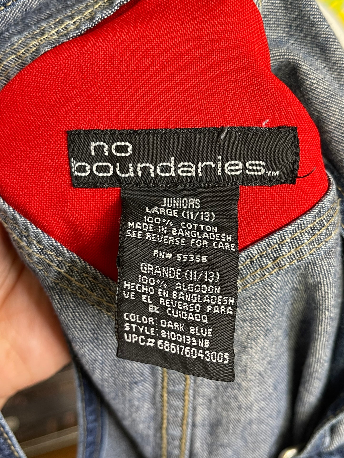 2000s Red Contrast Dark Wash Denim Overalls Sz M/L