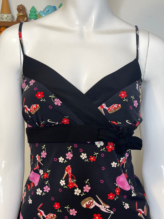 Y2K 2000s High Heels Purse Flower Print Top Sz S/M