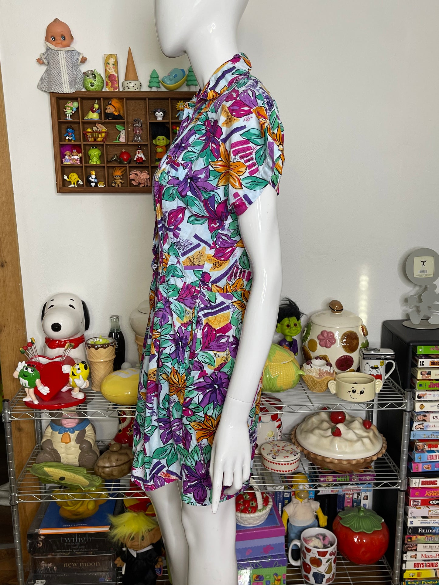 Vintage 90s Colorful Floral Romper Sz M