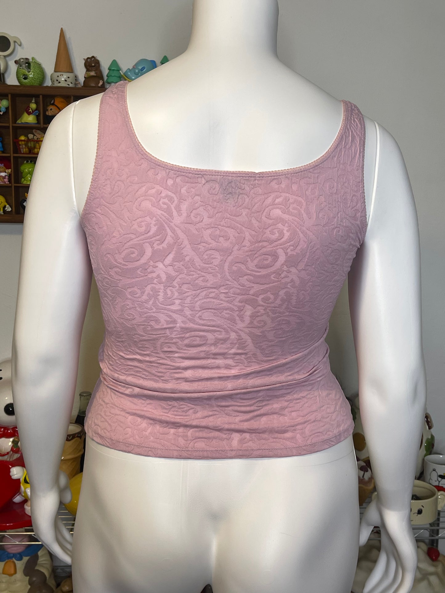 2000s Blush Pink Charlotte Russe Eyelet Hook Corset Style Top Sz L